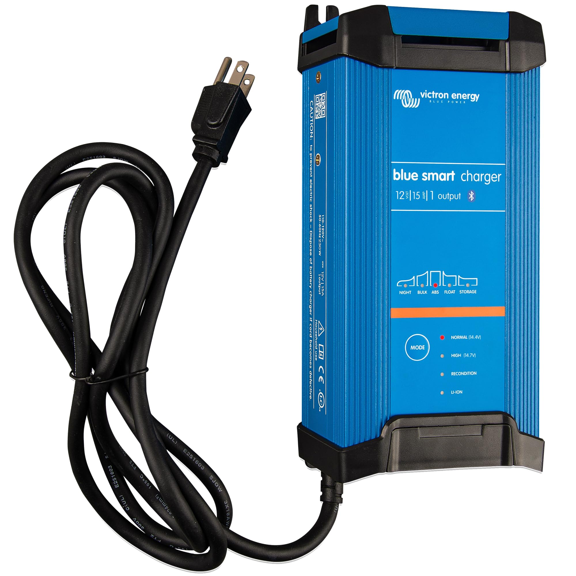 Victron Energy Blue Smart IP22 12V 15A Smart Battery Charger - Waterproof, Multi-Stage Charging for Motorcycle, ATV, RV, Lithium & Deep Cycle Batteries | Perfect for Marine, Camping & Off-Grid Power Solutions