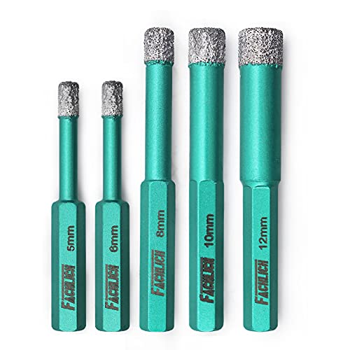 Premium Diamond Drill Bit Set (6/8/10/12mm) - Hex Shank Porcelain Tile Drill Bits for Granite, Marble & Ceramic - Perfect for DIY Home Renovation, Bathroom Tiling & Stone Craft Projects