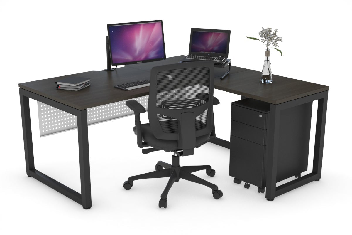 L-Shaped Corner Office Desk with Quadro Loop Legs - 1600L x 1550W, Cable Management Scallop - Perfect for Home Office & Workspace Setup