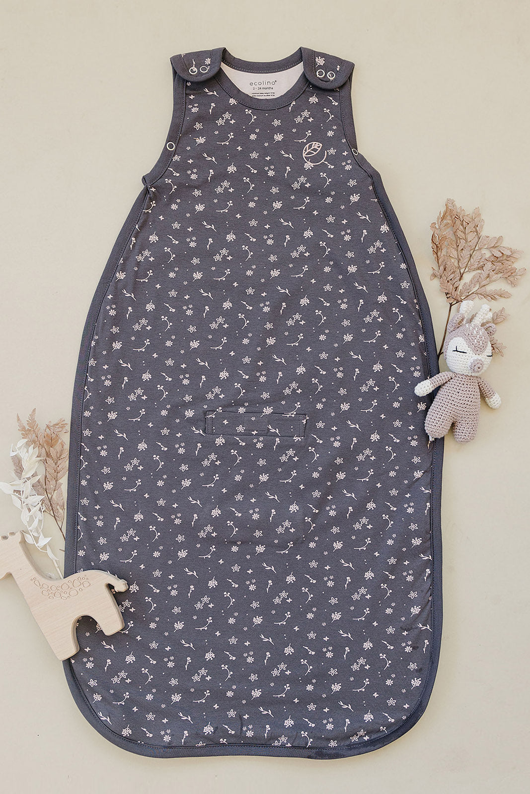 Ecolino® Adjustable Baby Sleep Sack - Organic Cotton Universal Size 2 Months to 2 Years - Small Flower Print for Safe & Comfortable Sleeping - Perfect for Nursery, Daycare & Travel