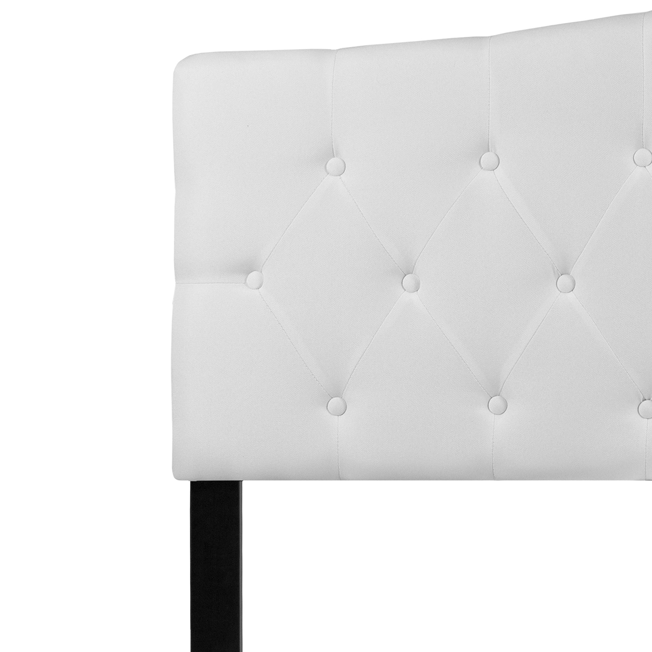 EMMA + OLIVER Tufted Upholstered Queen Size Headboard - White Fabric Bed Frame Headboard for Master Bedroom, Guest Room & Home Decor
