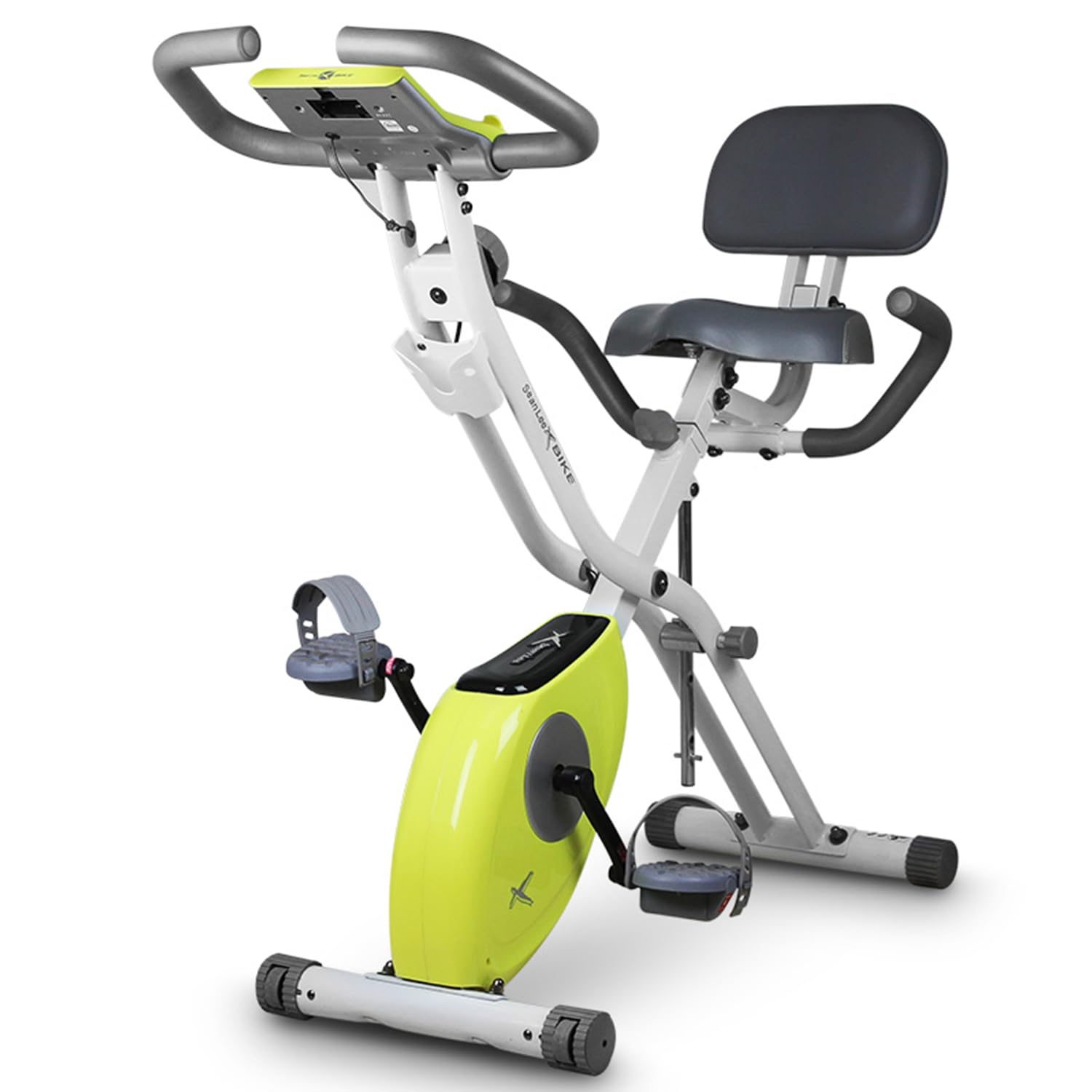 LEIKE X Bike Ultra-Quiet Folding Exercise Bike - Magnetic Upright Indoor Cycling Bike with Heart Rate Monitor & LCD Display | Easy Assembly for Home Gym, Cardio Workout & Small Spaces