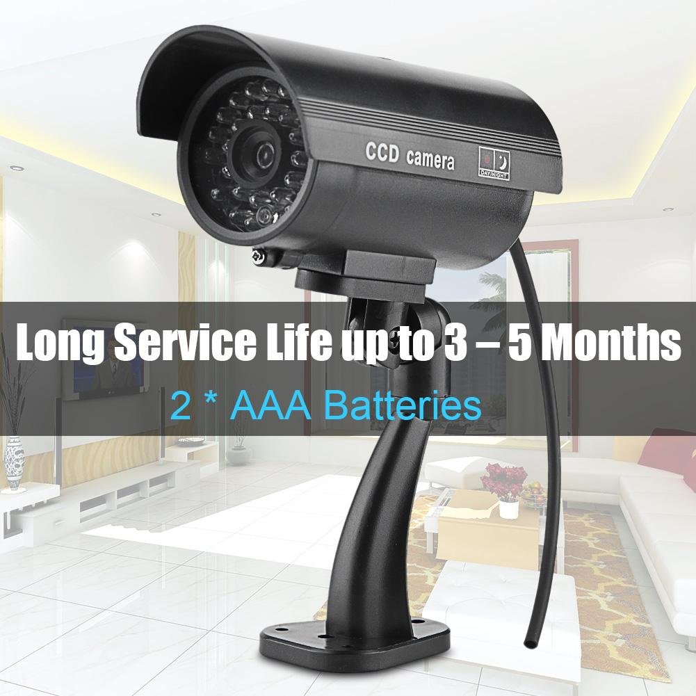 Yunir Fake Security Camera with Flashing LED - Waterproof Wall-Mounted Bullet Dummy Surveillance Camera for Indoor & Outdoor Use - Ideal for Home, Office, and Business Security Deterrence