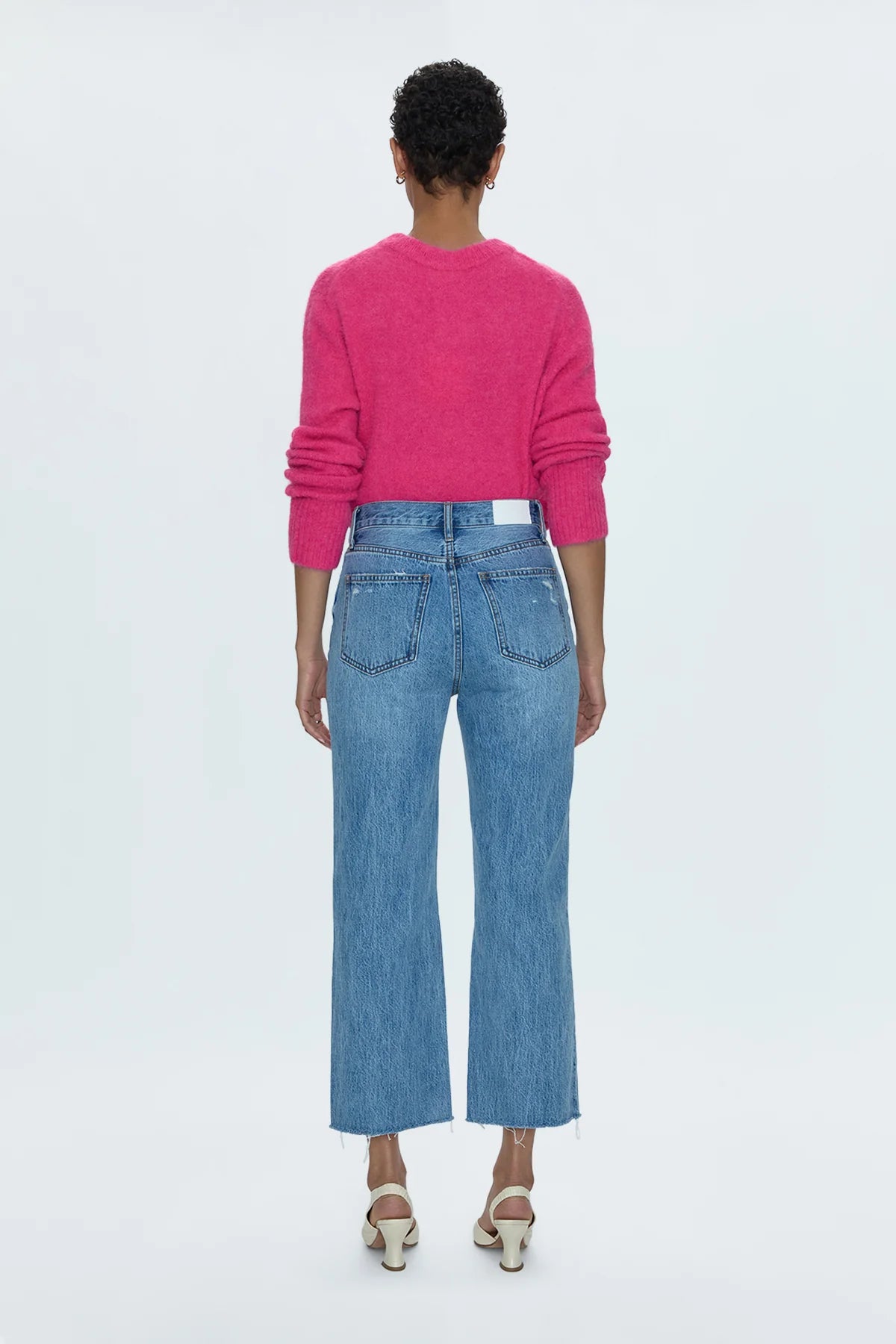 Cassie Crop Jeans - Women's High Waisted Distressed Denim Jeans in Bushwick Wash | Perfect for Casual Outfits & Streetwear Fashion