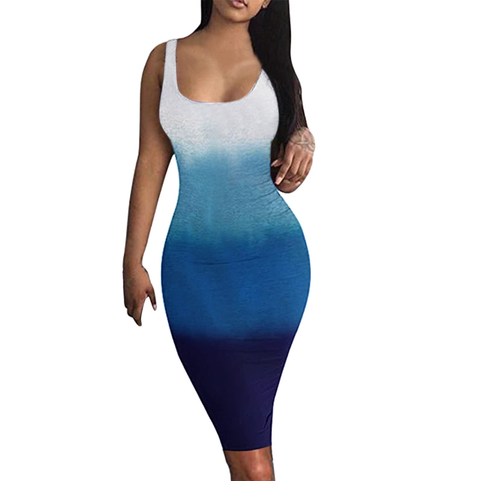 Sexy Summer Dresses for Women - Elegant O-Neck Sleeveless Printed Tank Dress, Slim Fit Clubwear & Casual Outfit | Perfect for Beach, Party, Date Night and Vacation