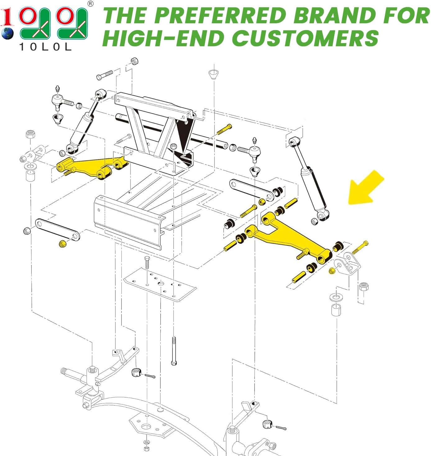 Club Car DS Front Suspension Control Arm - Delta A Plate Sub Assembly for 10L0L Golf Cart | Replacement Part for Smooth Ride & Enhanced Stability | Perfect for Golf Course, Resort & Community Transport