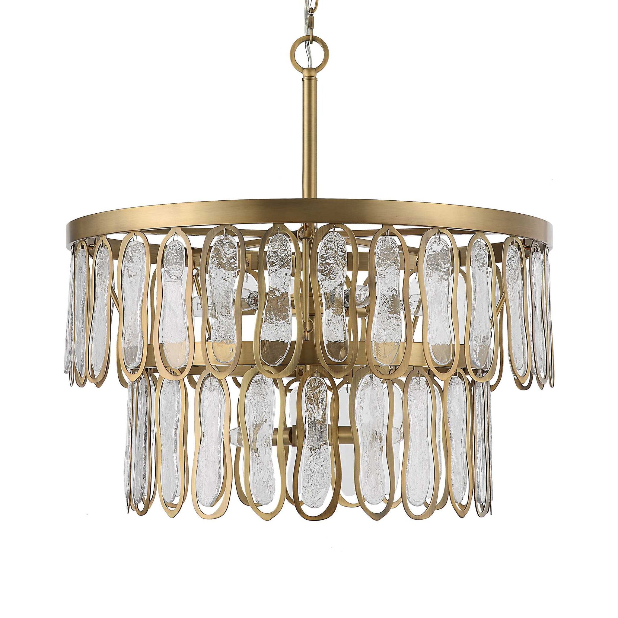 Stylish Aurelie 9-Light Round Pendant Chandelier in Brass - Perfect for Dining Room, Kitchen Island or Entryway Lighting