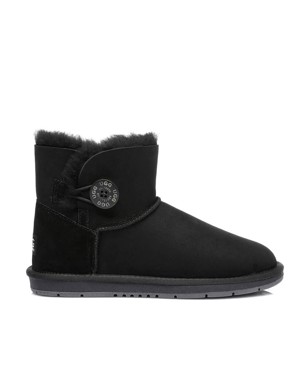 Men's Classic Mini UGG Boots with Button - Genuine Sheepskin Winter Boots for Warmth & Style | Perfect for Casual Outings, Date Nights & Cold Weather Fashion