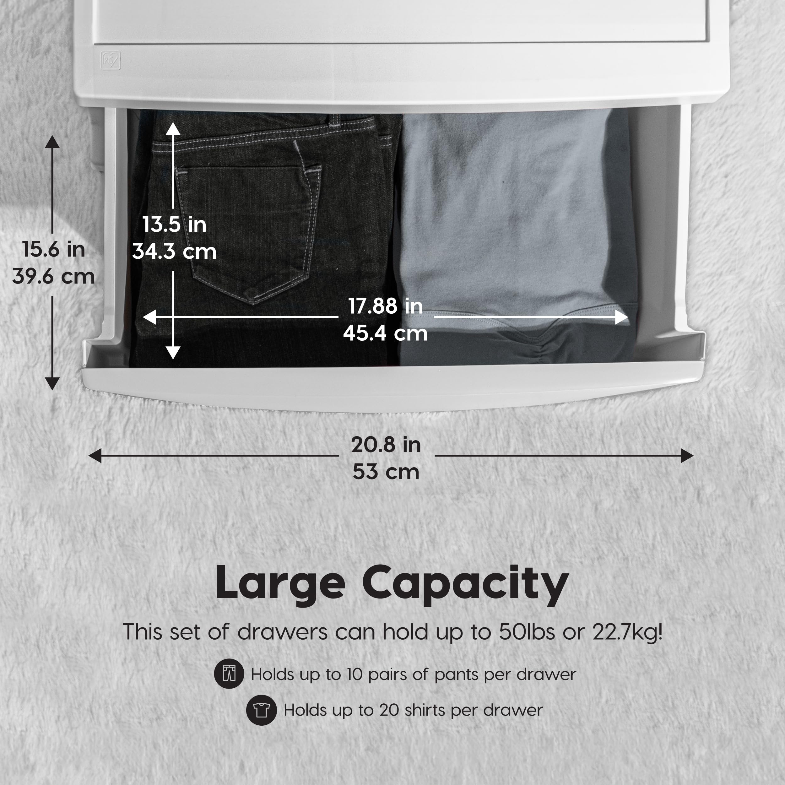 IRIS USA 4-Drawer Plastic Storage Organizer - White Frame with Matte White Front Panels for Classroom, Bathroom, Dorm, Bedroom & Laundry Room Organization - Perfect for Art Supplies, Clothes & Home Essentials