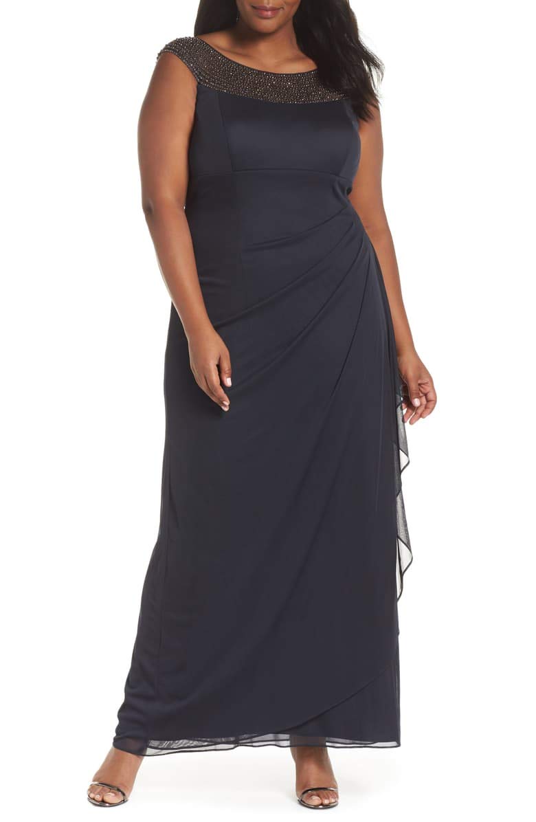 Xscape Women's Embellished Bateau Neck Prom Dress - Elegant Formal Gown for Homecoming, Evening Gala & Special Occasions