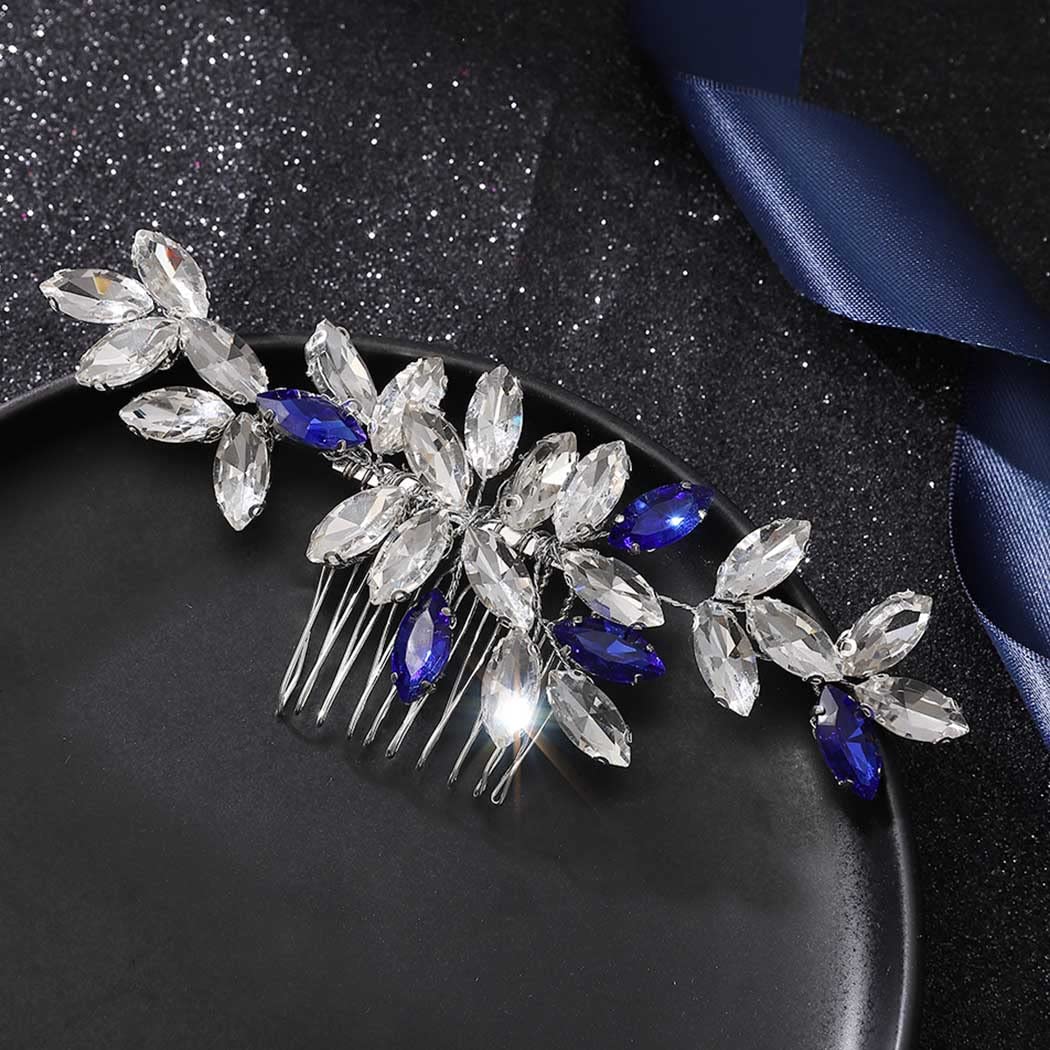 Latious Crystal Wedding Hair Comb - Blue Rhinestone Bridal Hair Clip with Silver Gem Hairpiece for Women & Girls | Perfect for Bridal Showers, Weddings, Prom & Special Occasions