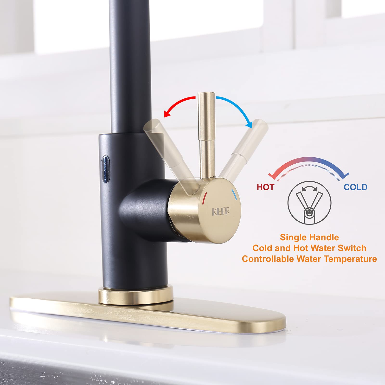 Touchless Kitchen Faucet with Motion Sensor & Pull Down Sprayer - High Arc Single Handle Sink Faucet with Built-in Soap Dispenser for RV, Black/Polished Chrome - Perfect for Modern Kitchens & Small Spaces