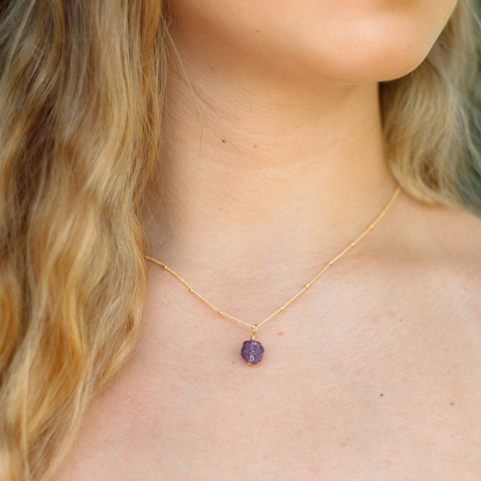 Natural Raw Amethyst Pendant Necklace - Dainty Purple Crystal Jewelry for Women - Perfect for Spiritual Healing, Meditation & Everyday Wear
