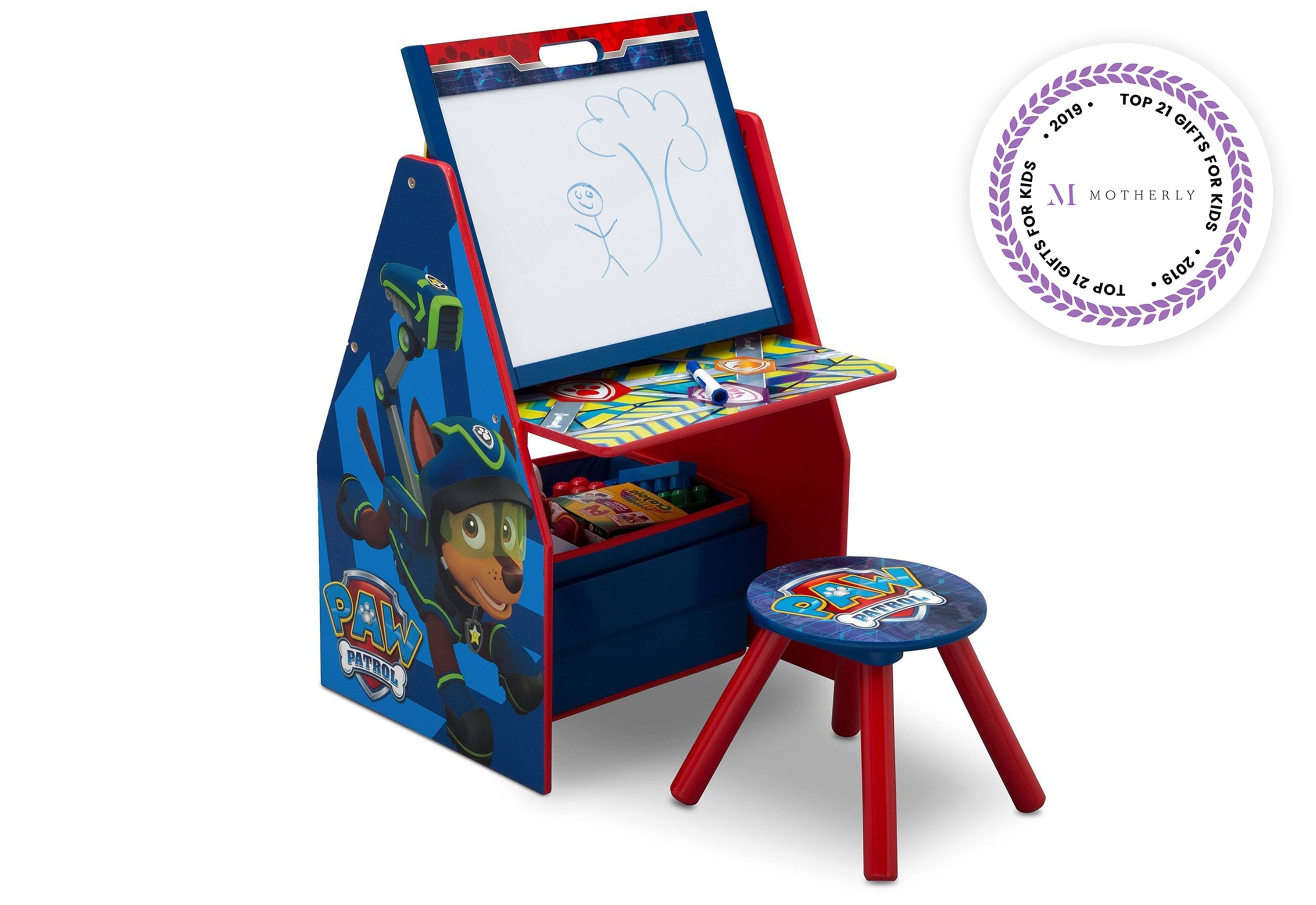 PAW Patrol Deluxe Kids Art Table with Easel, Desk, Stool & Toy Organizer - Creative Playroom Furniture for Toddlers & Preschoolers - Perfect for Drawing, Painting & Learning Activities