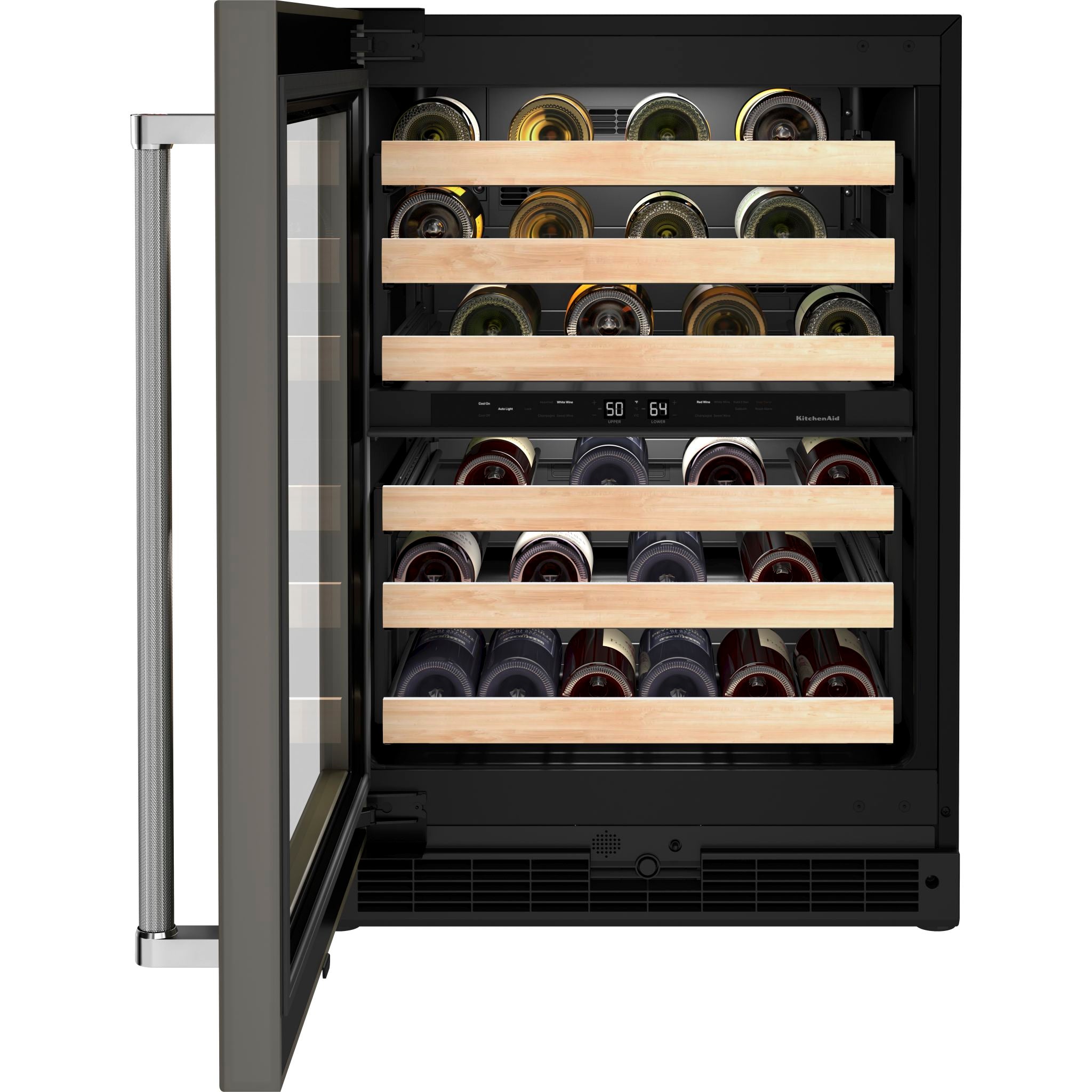 KitchenAid KUWL214KPA Panel Ready Built-In Wine Cellar - 24 Inch Under Counter Wine Cooler with Dual Temperature Zones & LED Lighting - Perfect for Home Bars, Kitchens, and Entertaining Spaces