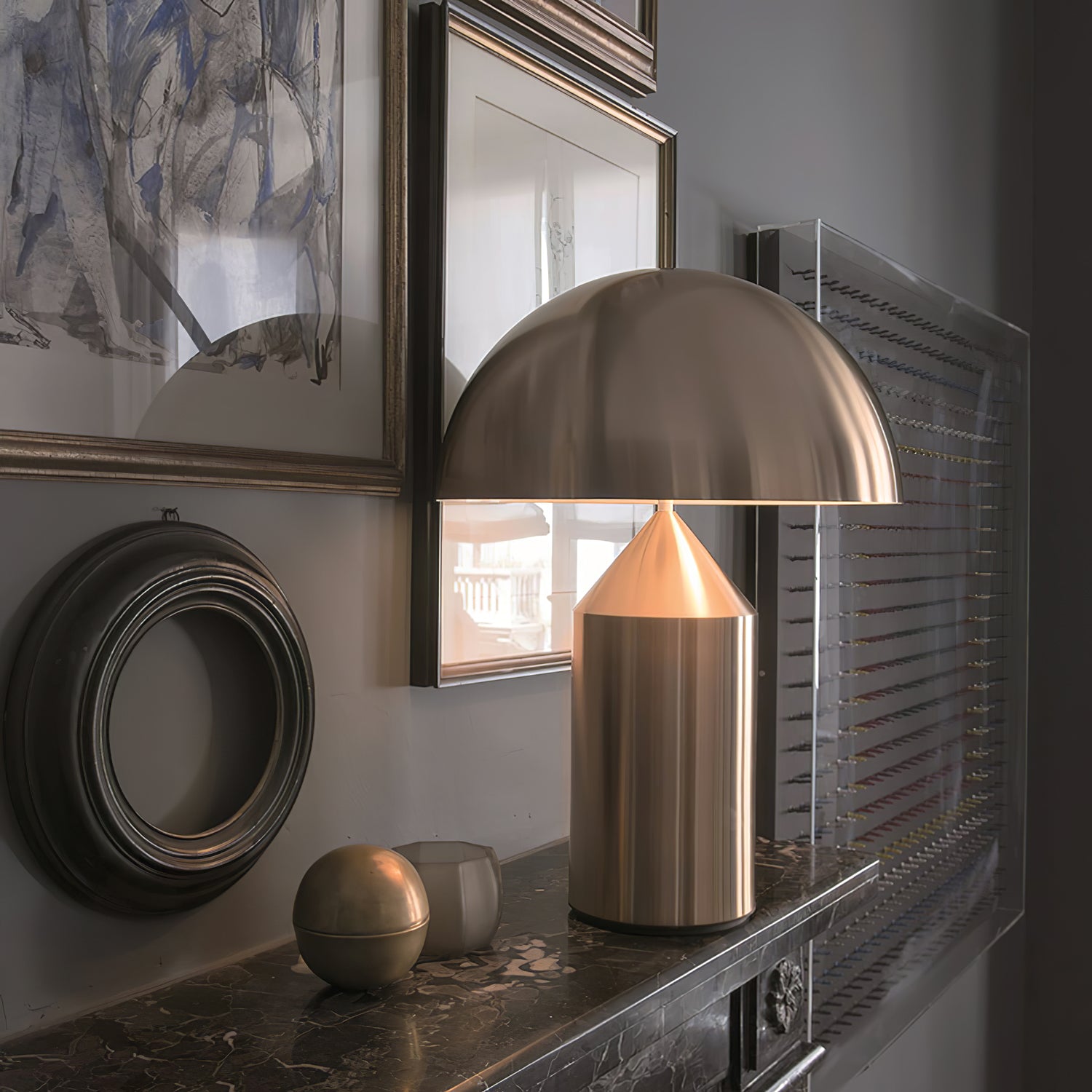 Modern Atollo Metal Table Lamp - Sleek Design for Living Room, Bedroom & Office - Dimmable LED Desk Light for Home Decor & Workspace