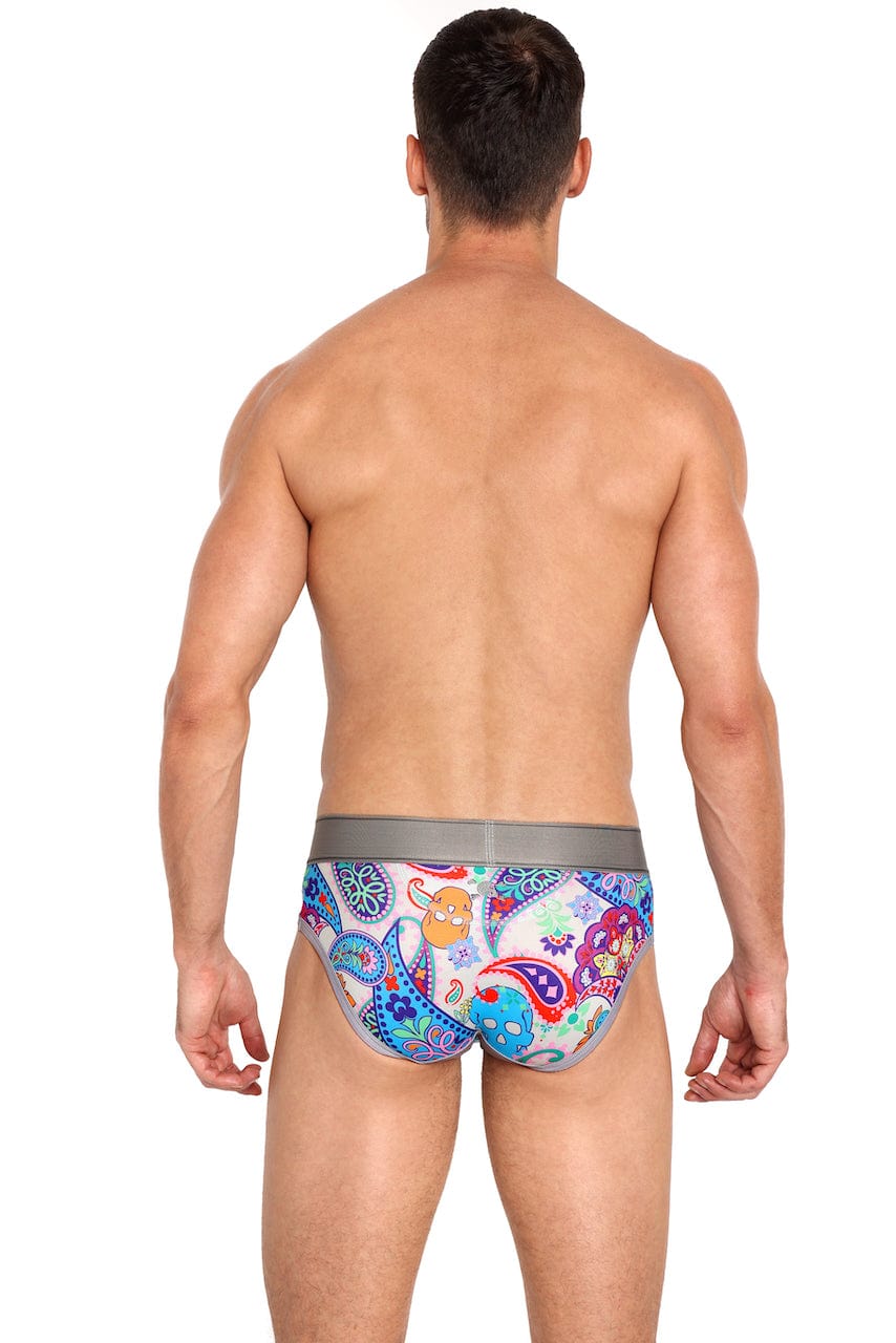 Paisley Skull Print Multi-Pack Briefs for Men - Soft Cotton Underwear for Everyday Comfort & Style - Perfect for Casual Wear, Gym & Lounge