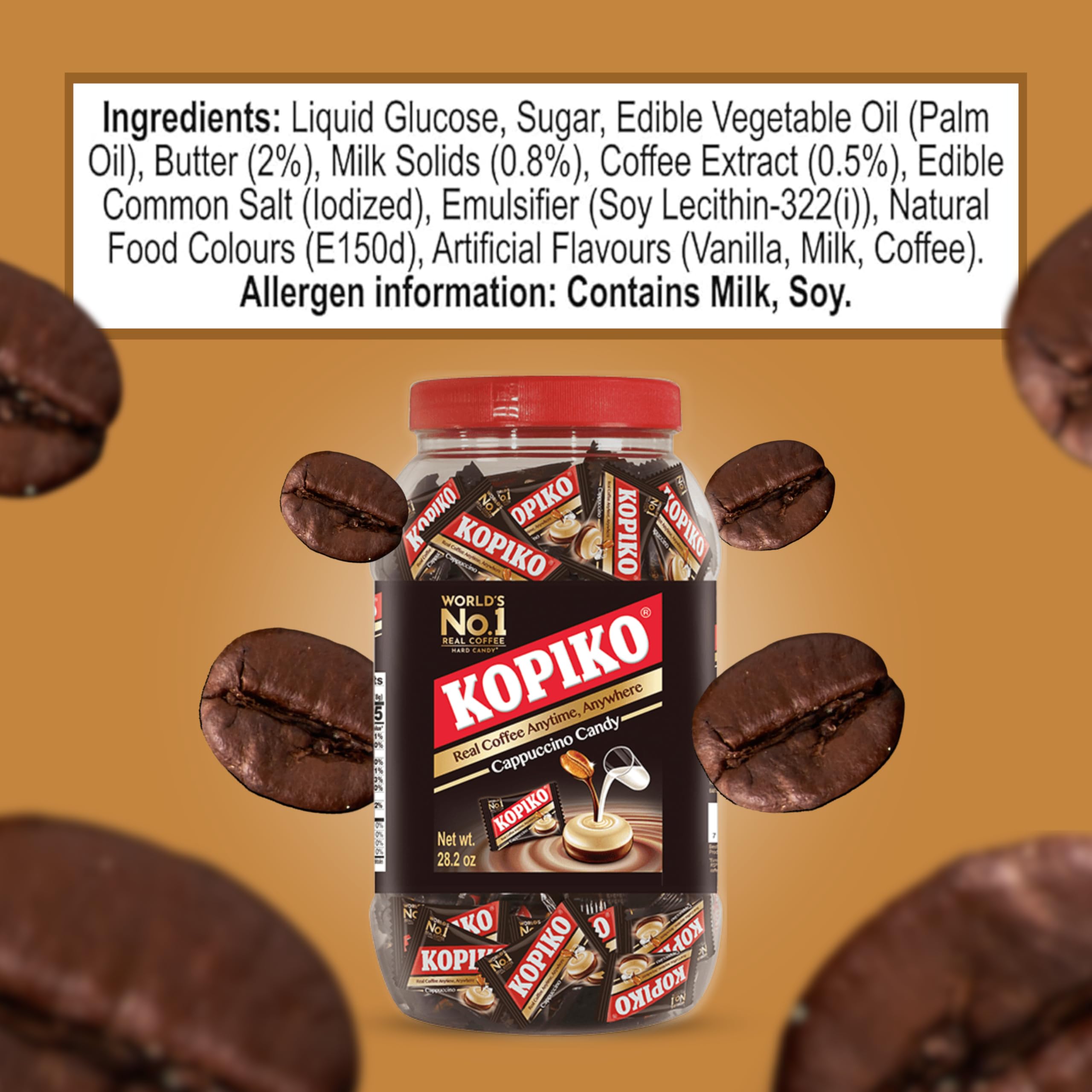 Kopiko Cappuccino Coffee Candy Bundle - 28.2 Oz Jar with Premium Resealable Rumadle Bag | Authentic Indonesian Coffee Flavor | Perfect for Office Snacks, Travel Treats & Coffee Lovers Gifts