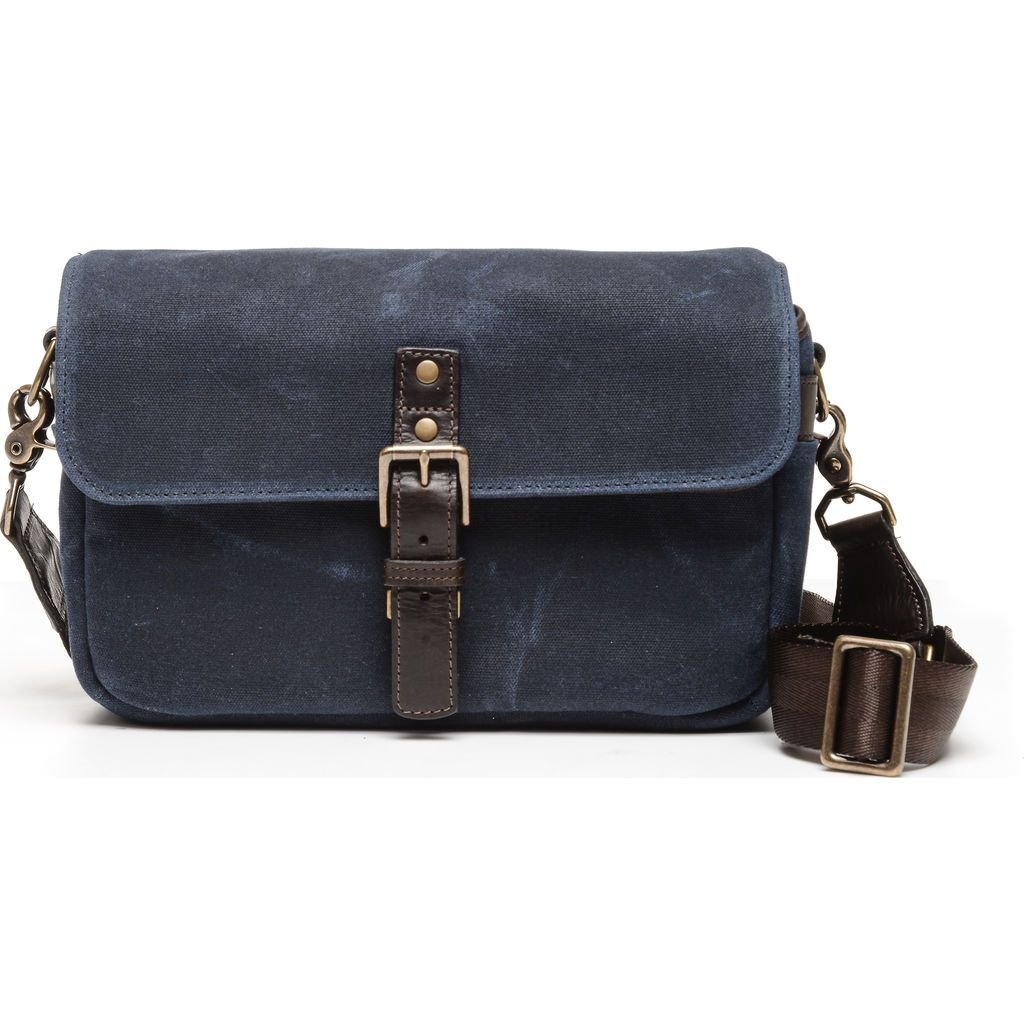 ONA Bowery Navy Blue Waxed Canvas & Leather Camera Messenger Bag - Stylish & Durable for Photographers, Travel & Everyday Use