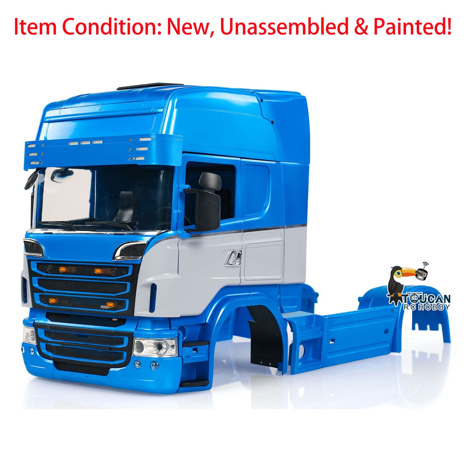 1/14 Scale R730 Cabin Body Shell for RC Truck - Plastic DIY Hobby Model Kit for 6x6 & 6x4 Remote Control Tractor Simulation - Perfect for Custom Painting & Off-Road RC Enthusiasts
