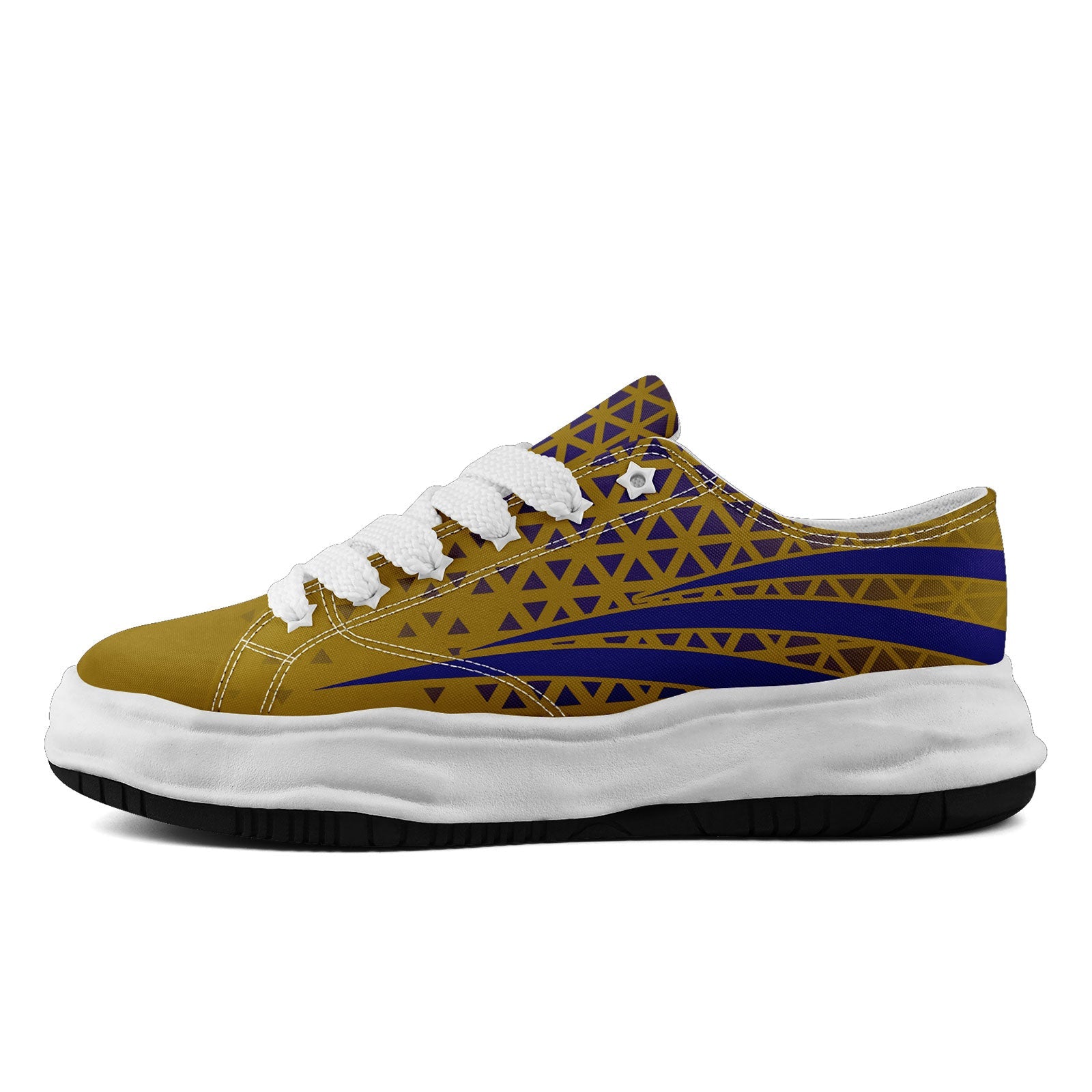 Custom Blue & Yellow Maryland Themed Personalized Sneakers - Unisex Casual Shoes for Men & Women - Perfect for Sports, Gym, and Everyday Wear - FN038 D023003
