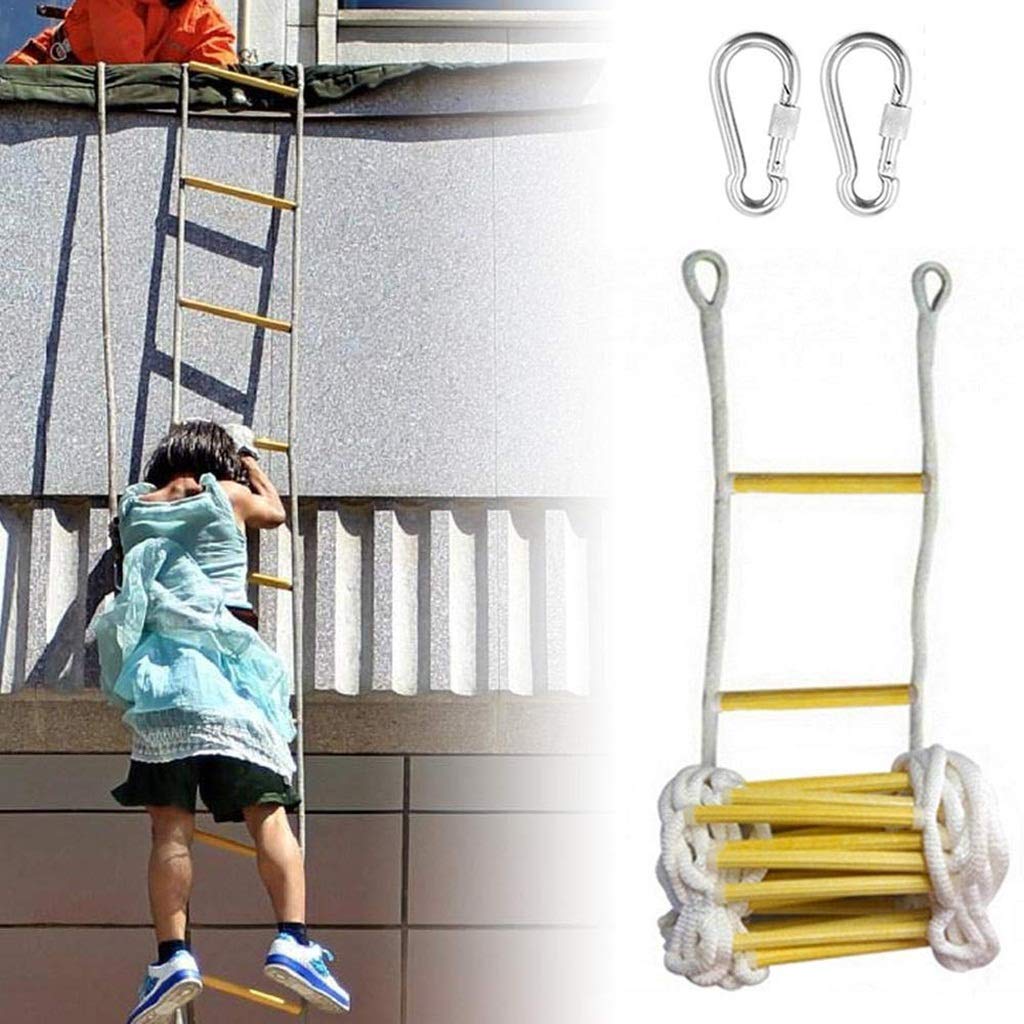 WBBML 26Ft Fire Escape Ladder - Durable Polyester Emergency Rope Ladder for High-Rise Buildings | Easy to Deploy Portable Fire Safety Equipment | Perfect for Home, Apartment & Office Emergency Evacuation