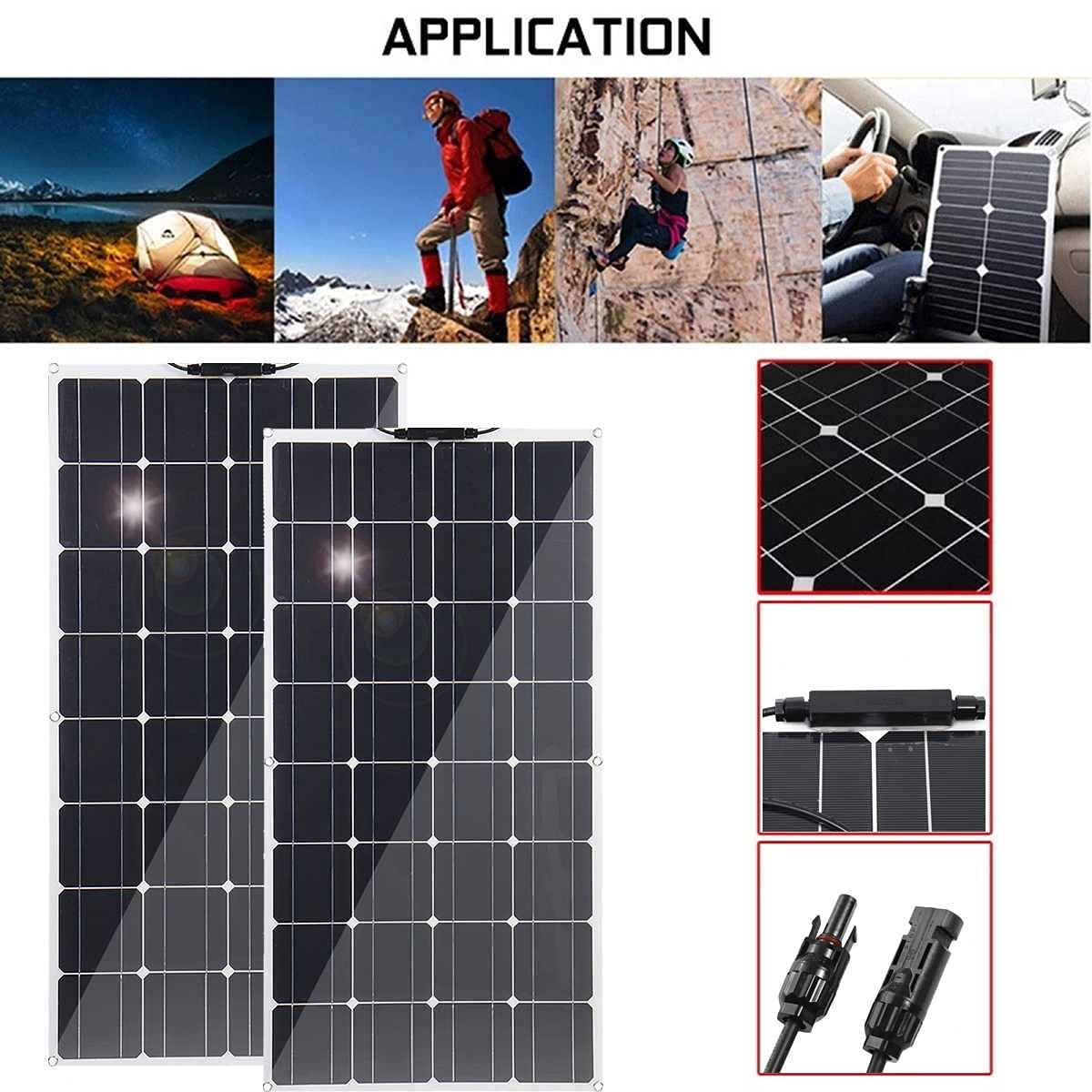 800W 400W 18V 105Cm Flexible Solar Panel Kit - Portable RV Camping Solar Charger for Car Battery, Rechargeable Power System - Perfect for Off-Grid Living, Road Trips & Emergency Power Backup