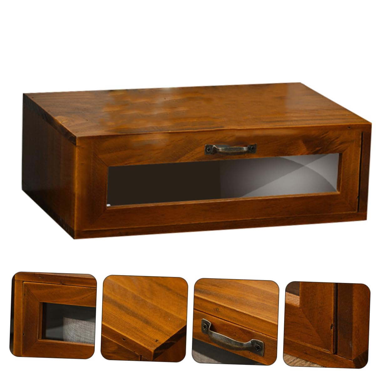 CIYODO Wooden Laptop Stand Riser with Storage - Adjustable Desktop Organizer for Computer, Printer, Monitor - Compact Home Office Desk Shelf for Couch, Kitchen, Vanity & Workspace (1-Piece, Natural Wood)
