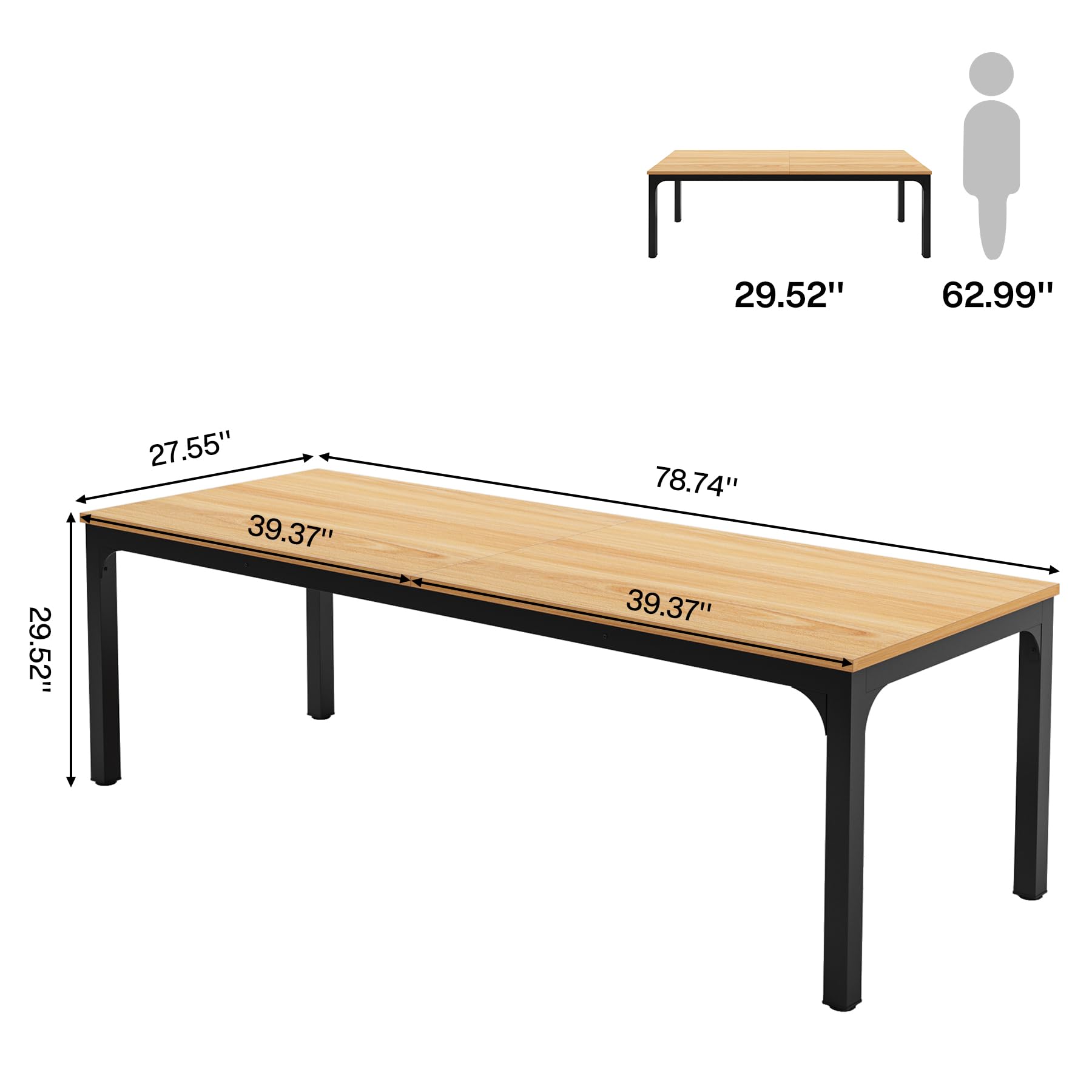Tribesigns 78.7 Inches Extra Long Computer Desk for 2 Person - Double Wide Home Office Workstation with Spacious Surface for Laptops, Monitors & Office Supplies | Perfect for Shared Workspaces, Gaming Setups & Remote Work