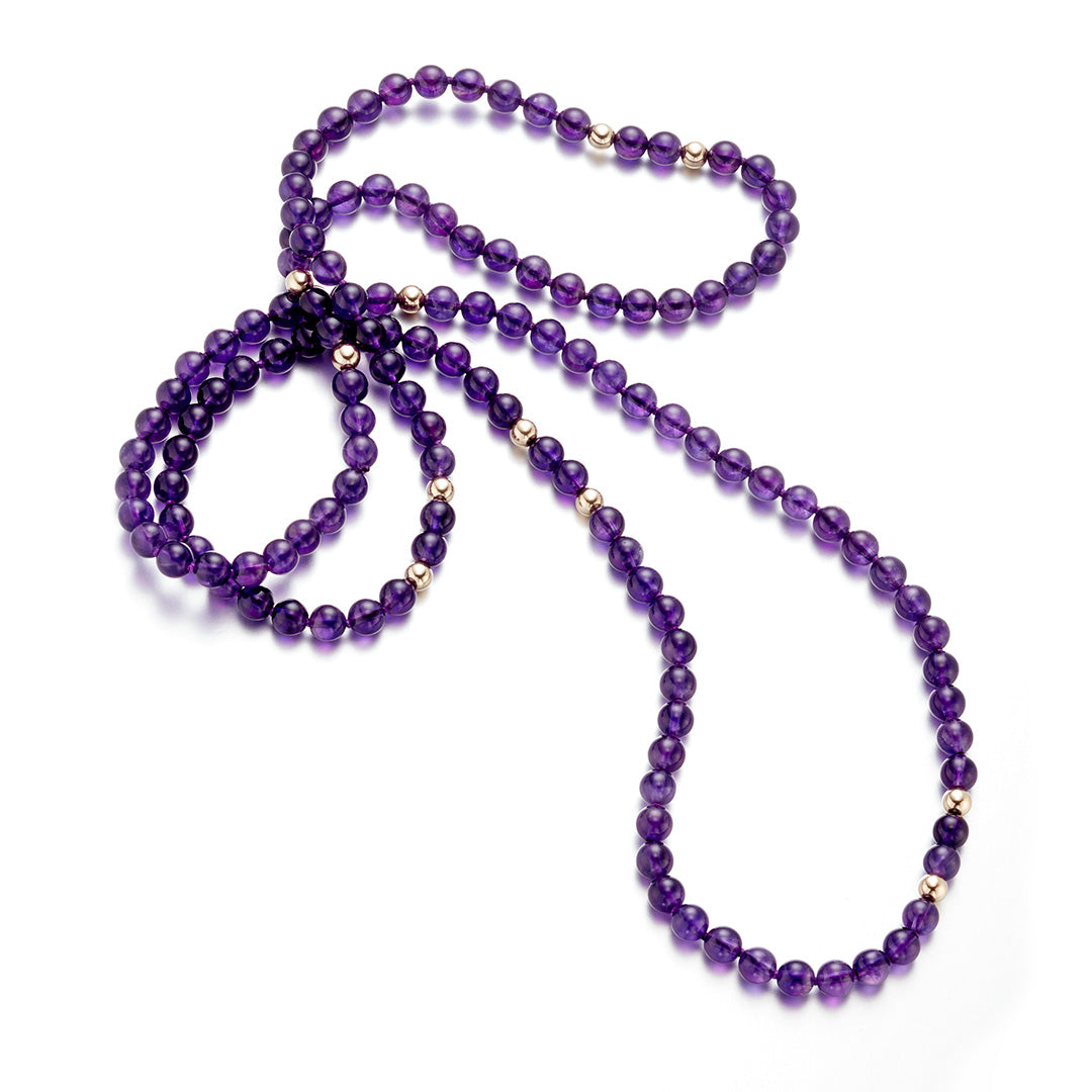 Elegant Amethyst & Gold Rope Necklace for Women | Healing Crystal Jewelry Gift for Birthday, Anniversary & Special Occasions