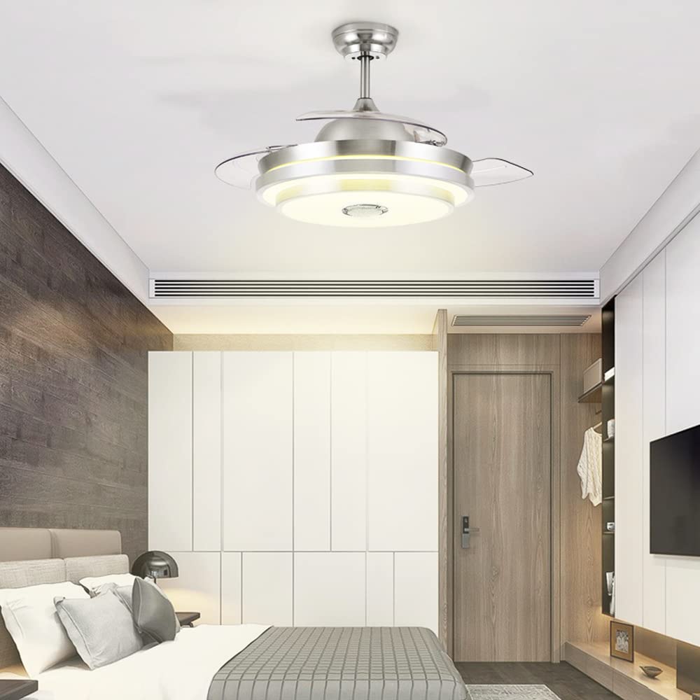 42 Inch Smart Bluetooth Ceiling Fan with LED Lights - Remote Control, Music Player & Dimmable Chandelier for Living Room, Bedroom & Restaurant | Modern Home Decor & Cooling Solution