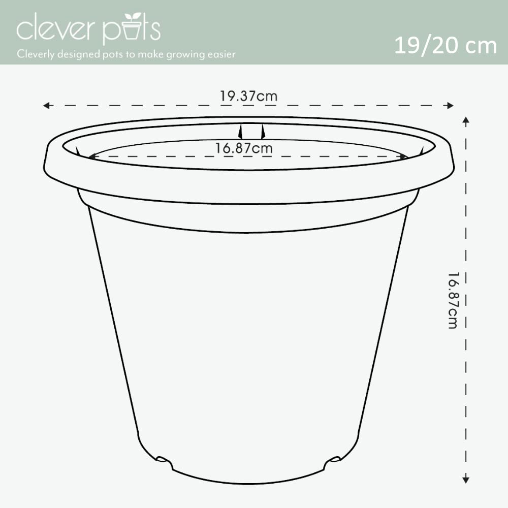 **19/20cm Lightweight Plastic Plant Pot with Drainage Holes - Indoor & Outdoor Weather-Resistant Planter for Flowers, Succulents & Herbs - Perfect for Garden, Deck, Patio & Balcony (Charcoal, 487623)**