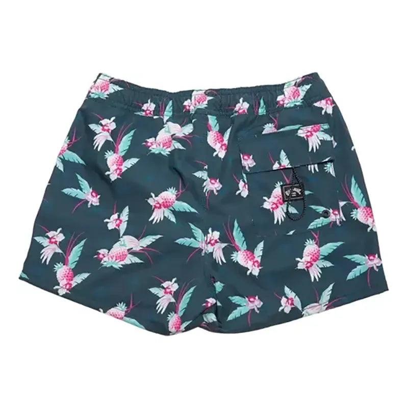 Billabong Printed Pineapple Green Boys Swim Trunks - Quick-Dry Comfort for Beach, Pool & Summer Vacations