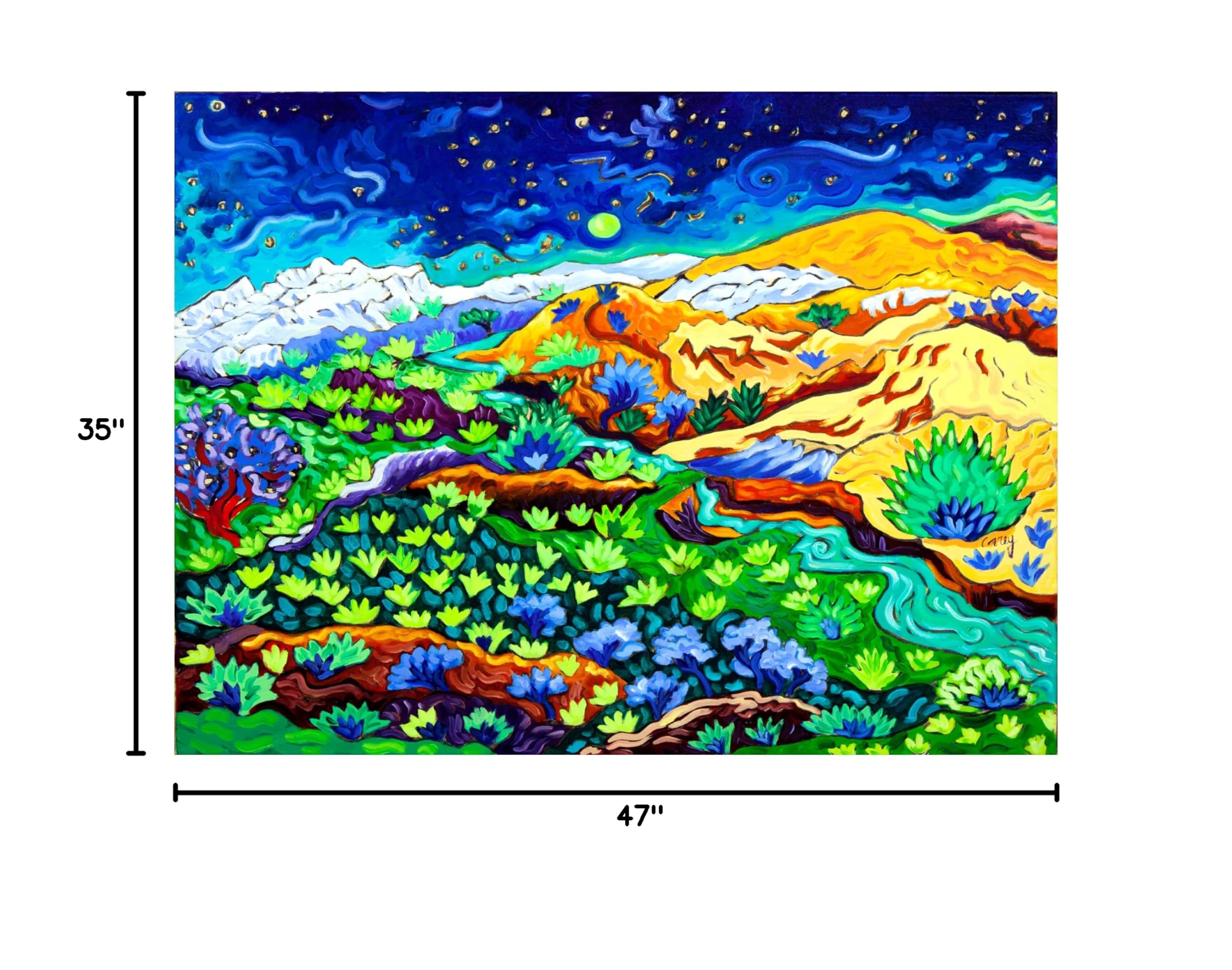 Trademark Fine Art 'Western Starlight' Canvas Wall Art by Cathy Carey - Western Landscape Painting for Living Room, Bedroom & Office Decor