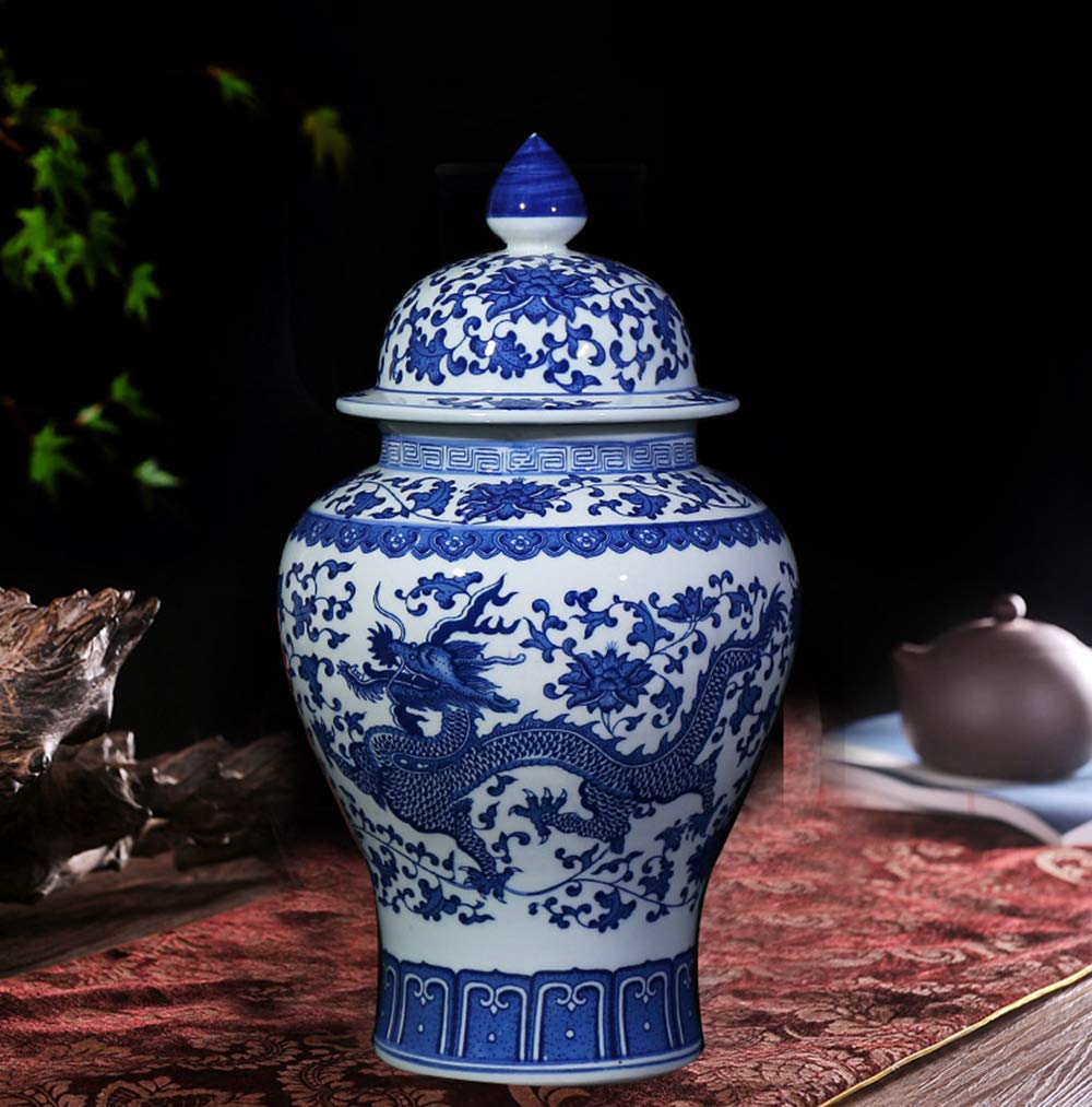 Jingdezhen Classic Blue and White Porcelain Dragon Ginger Jar Vase - 15