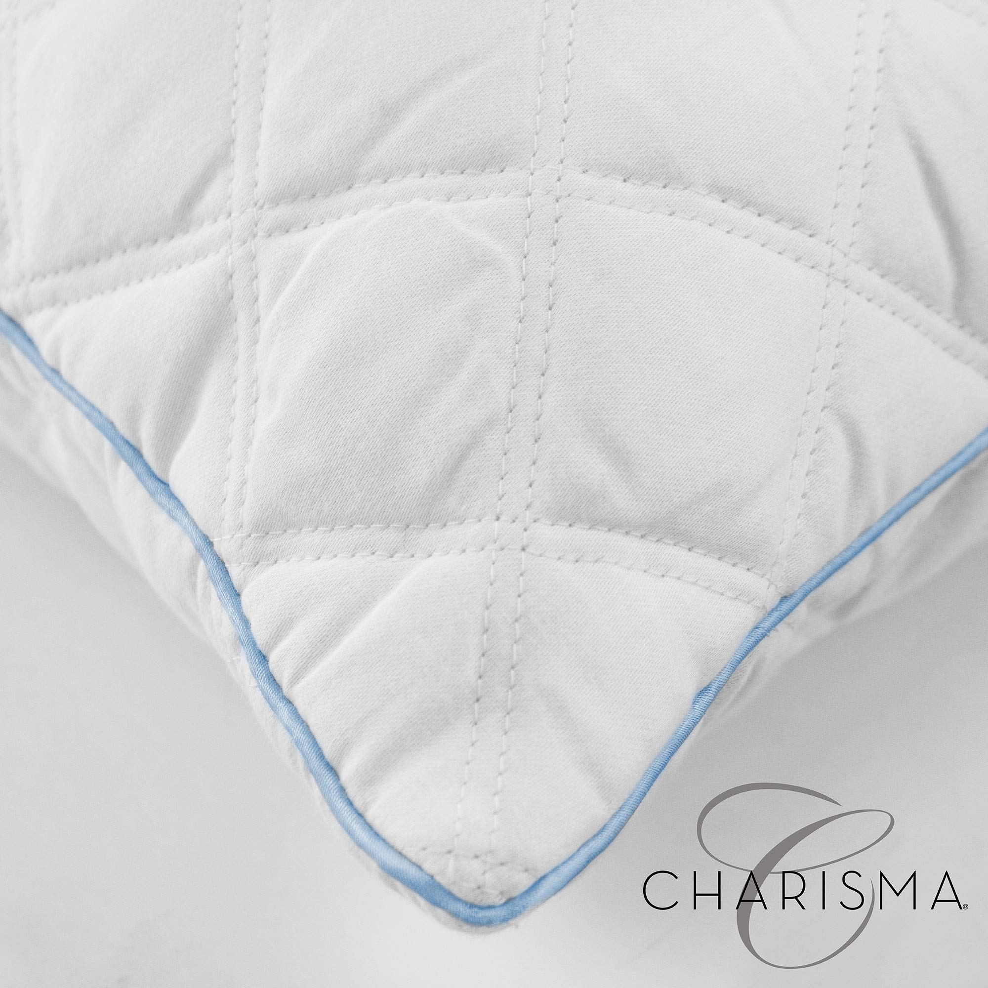 Charisma Gel Hybrid Bed Pillows - 2 Pack Cooling Memory Foam Pillows for Side, Back & Stomach Sleepers - Breathable & Supportive White Pillows for Better Sleep