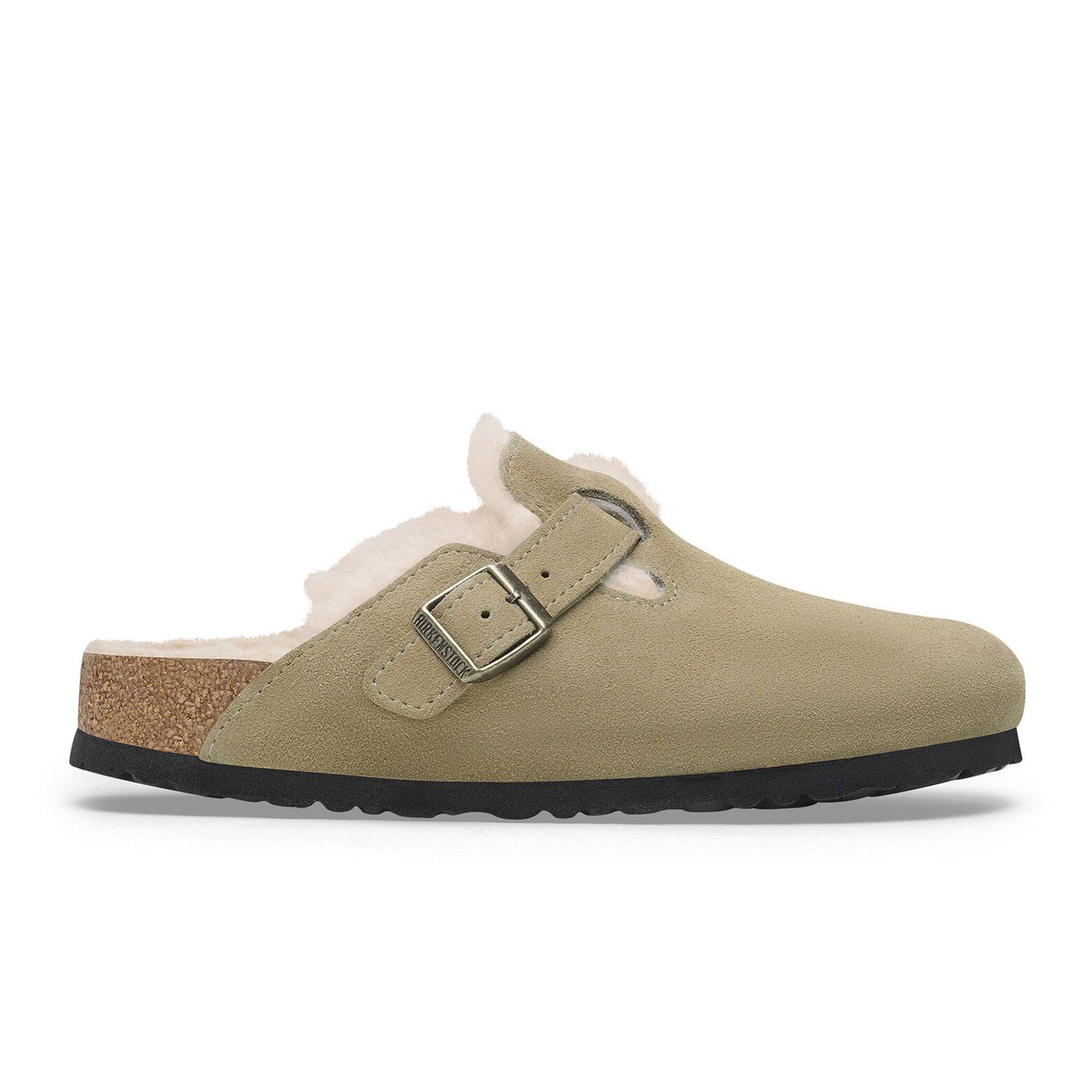 Birkenstock Boston Narrow Clog for Women - Taupe Suede & Sandcastle Shearling Comfort Shoes | Perfect for Home, Office & Casual Wear