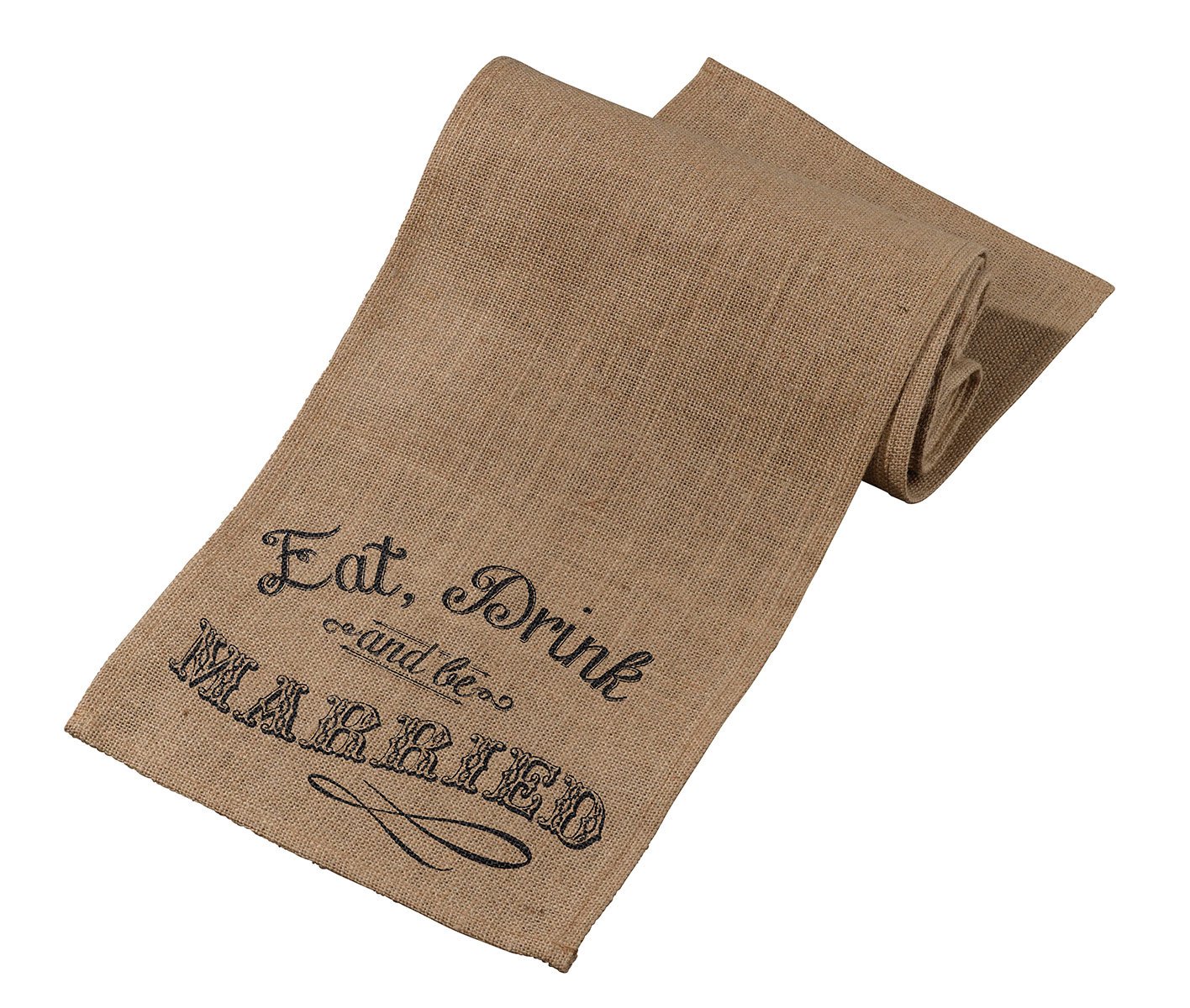 Lillian Rose 84-Inch Burlap Table Runner - 'Eat Drink and Be Married' Wedding Decor for Rustic Farmhouse, Bridal Shower & Reception Tables