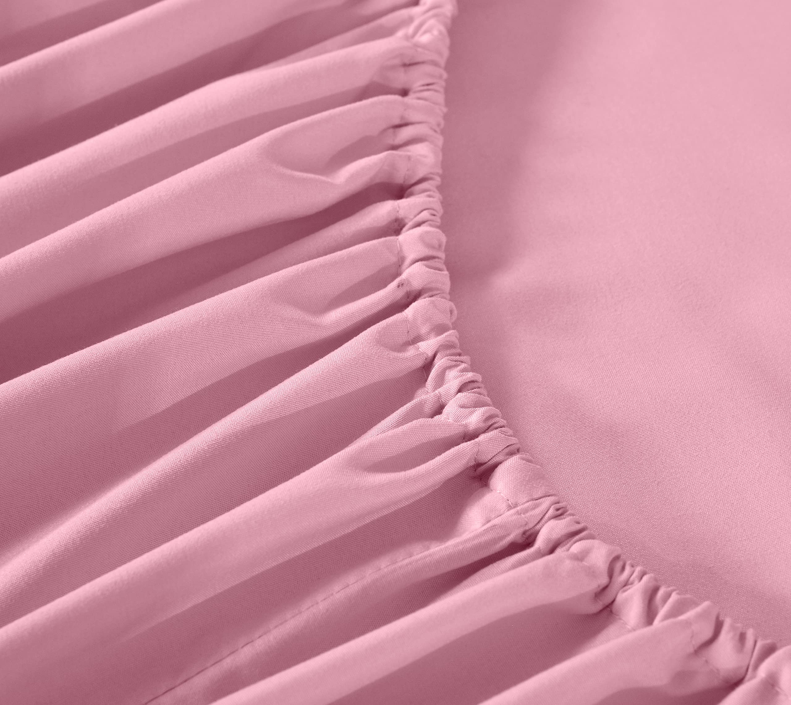 Premium Fitted Sheet - Breathable & Soft Deep Pocket Bed Sheets - Easy Care & Wrinkle Resistant - Rose Pink Full Size - Perfect for Guest Rooms, Dorms & Cozy Bedrooms