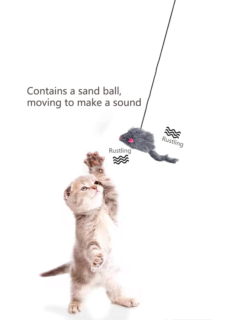 Kalimdor Interactive Cat Feather Toys - Retractable Teaser Wand with Hanging String for Indoor Cats & Kittens (2 Pack) | Fun Play Chase Exercise & Mental Stimulation for Bored Cats | Perfect for Playtime, Training & Bonding