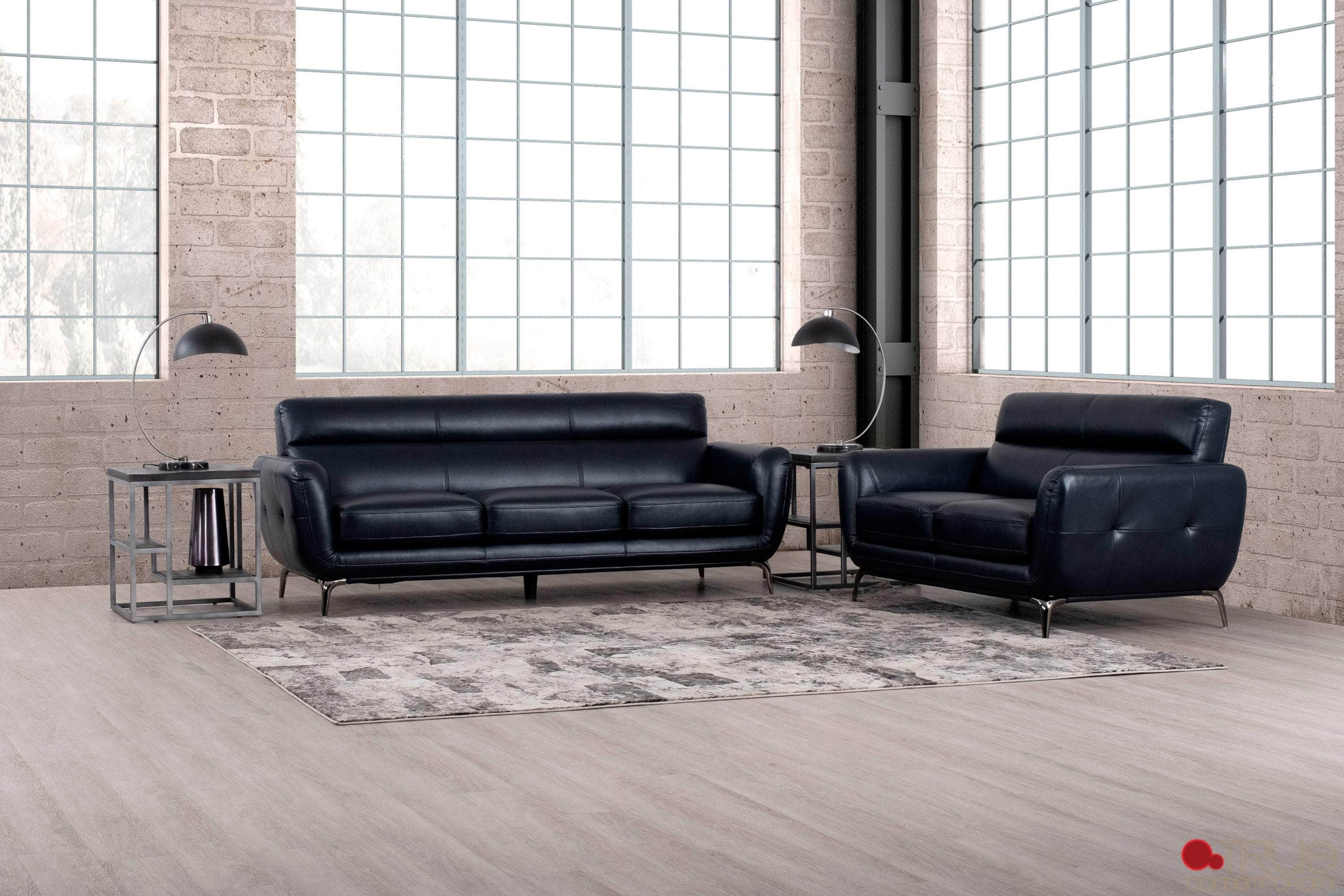 William 2-Piece Tufted Faux Leather Sofa & Loveseat Set - 2 Color Options | Modern Living Room Furniture for Small Spaces & Apartments