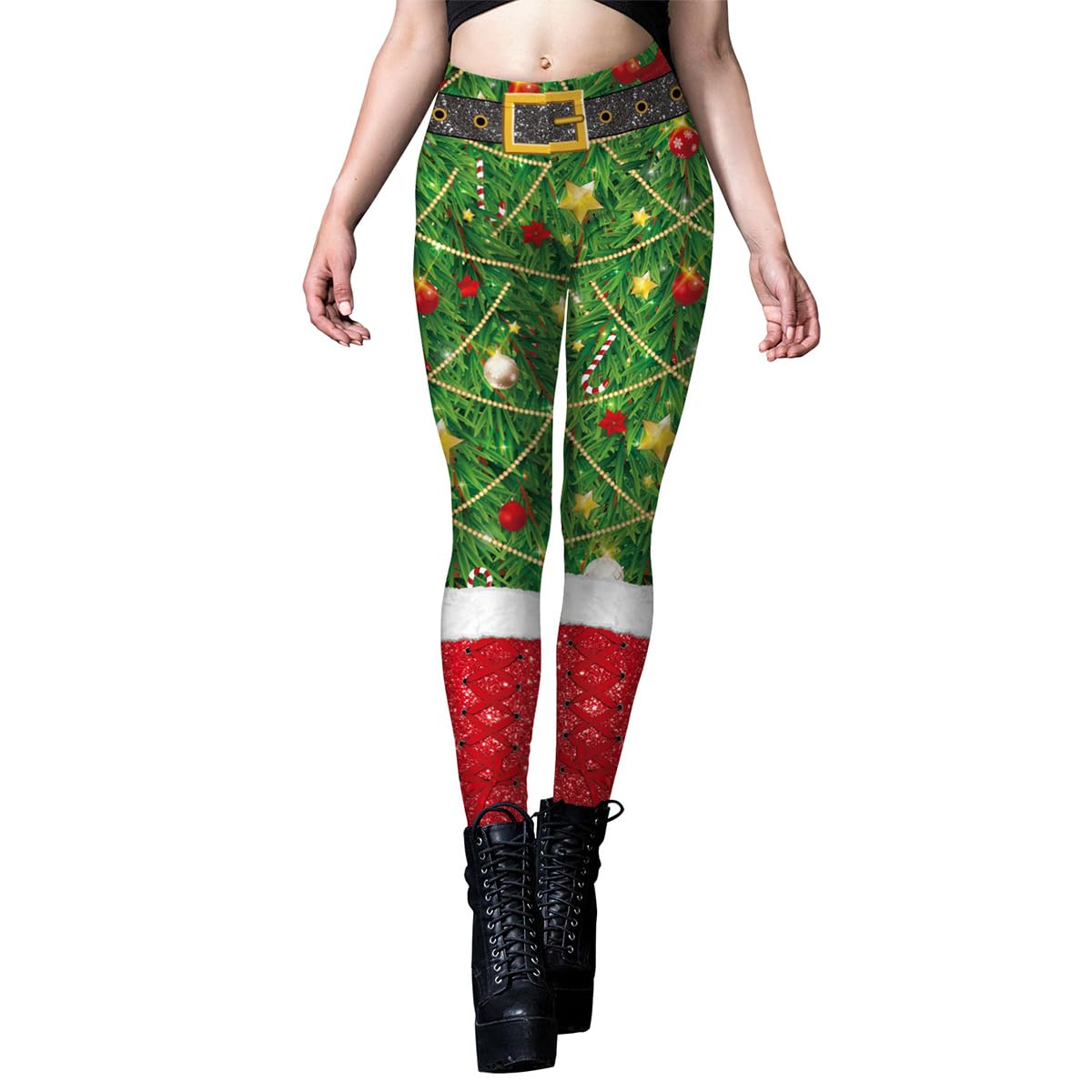 ODIZLI Women's Ugly Christmas Leggings - Festive 3D Print Holiday Yoga Pants for Workout & Costume Parties | Perfect for Christmas Celebrations, Office Parties & Festive Workouts