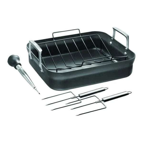 Zwilling Professional Hard Anodized Roasting Pan Set - 3-Piece Nonstick Cookware for Turkey, Chicken & Vegetables | Perfect for Thanksgiving, Christmas & Holiday Cooking