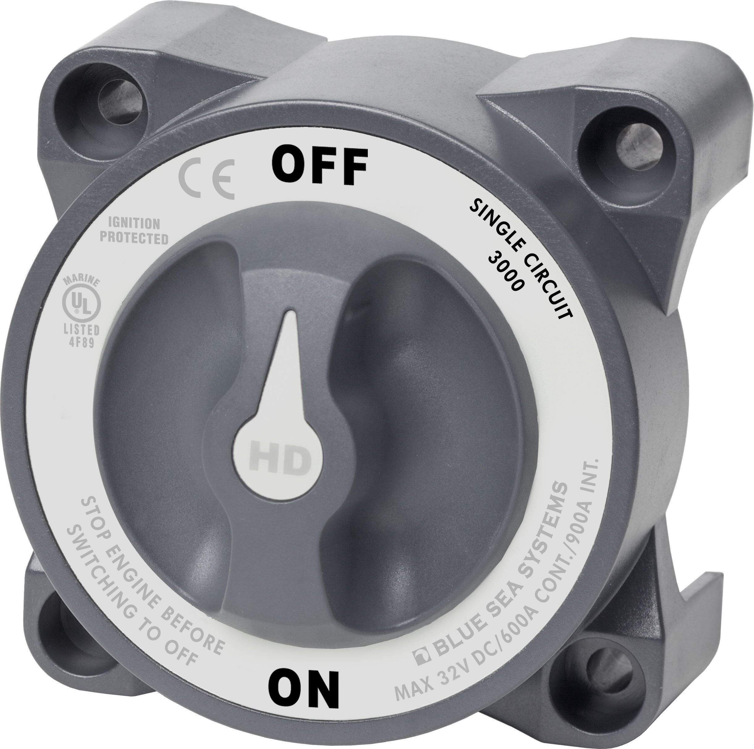 Blue Sea 3000 HD-Series Marine Battery Switch - Heavy Duty ON/OFF Single Circuit for Boats, RVs & Off-Grid Power Systems - Perfect for Marine Electrical Safety & Battery Isolation