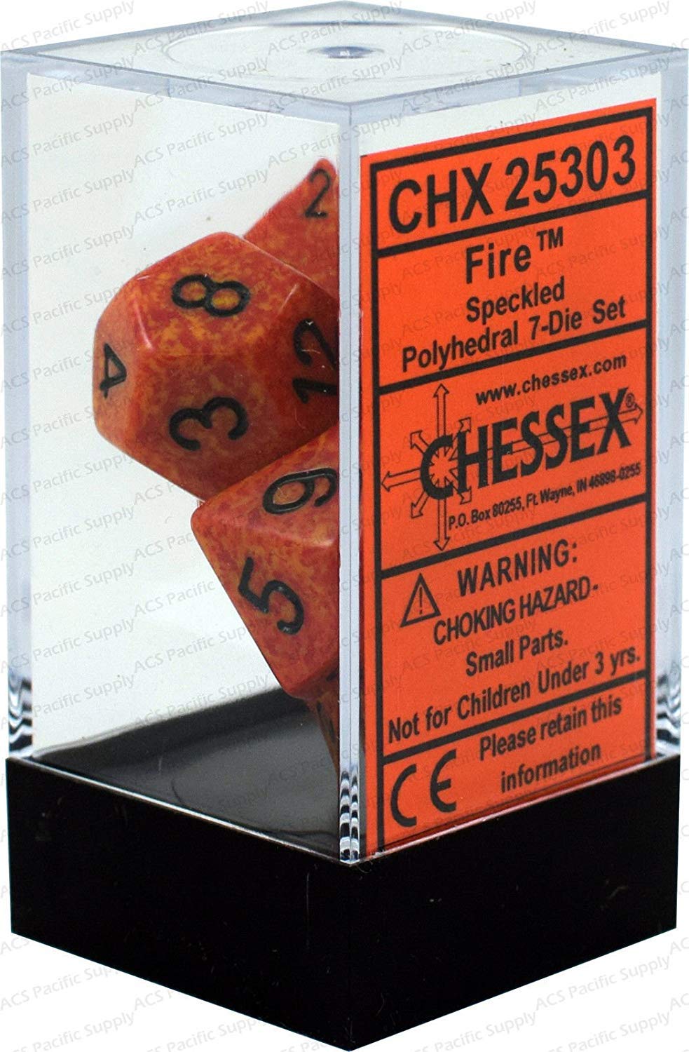 Chessex CHX25303 Speckled Fire Dice Set - Multicolor Polyhedral Dice for D&D, RPG, Board Games & Tabletop Gaming