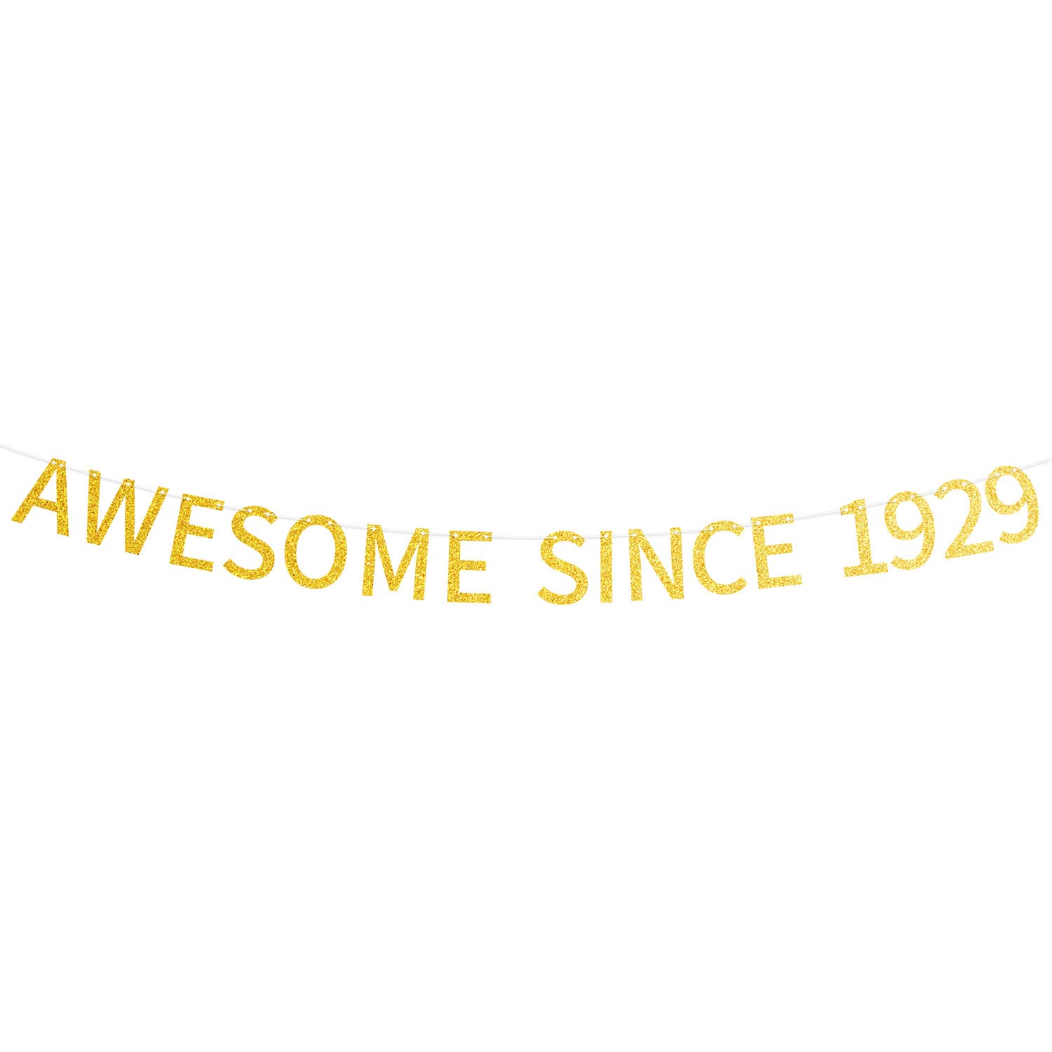 Happy 96th Birthday Banner - Gold Glitter Pre-Strung Party Decoration Since 1929 for Men & Women - Perfect for Milestone Celebrations, Anniversary Parties & Family Gatherings