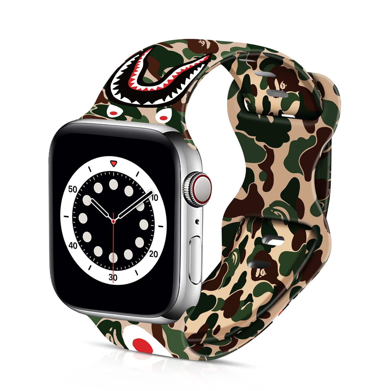 Soft Silicone Pattern Printed Bands for Apple Watch 38mm 40mm 42mm 44mm - Sport Replacement Strap Compatible with iWatch Series 6/5/4/3/2/1/SE - Perfect for Men & Women - Gym, Running, Swimming & Everyday Wear
