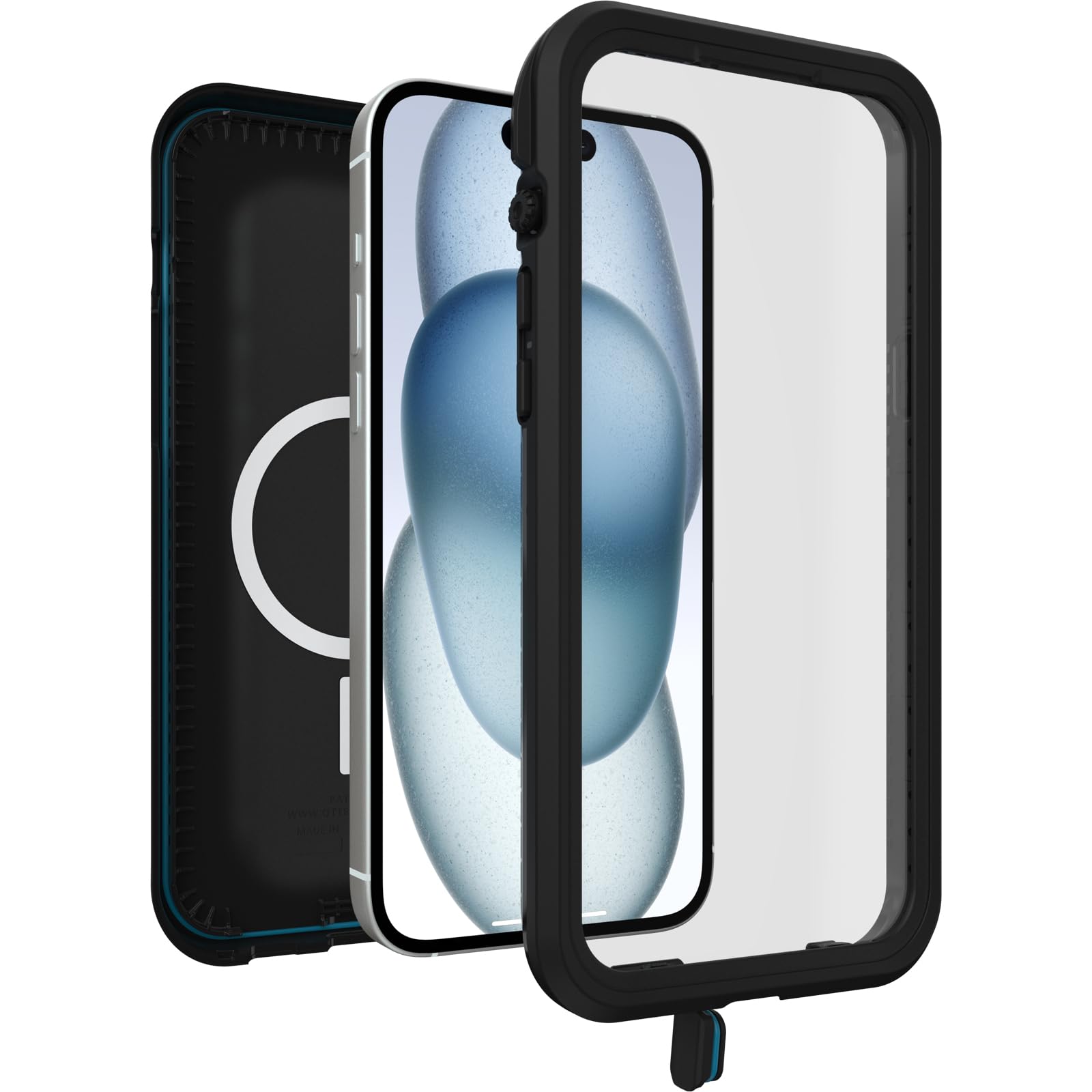 OtterBox iPhone 15 Plus & iPhone 14 Plus FRĒ Series Waterproof Case with MagSafe - Black | Shockproof, Slim Design, 60% Recycled Materials | Perfect for Outdoor Adventures, Swimming & Daily Protection
