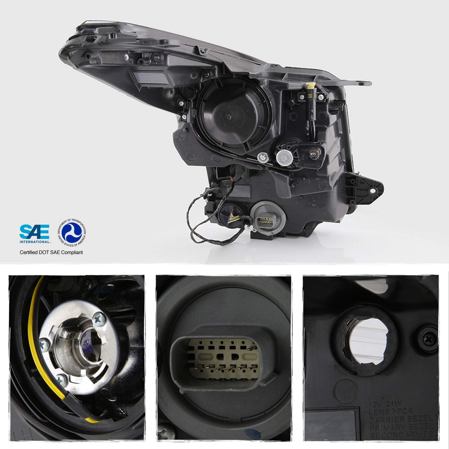 AKKON Chrome Projector Headlights for 2013-2018 Cadillac ATS Sedan (Halogen Type) - Driver & Passenger Side Pair - Enhanced Night Visibility & Modern Style Upgrade