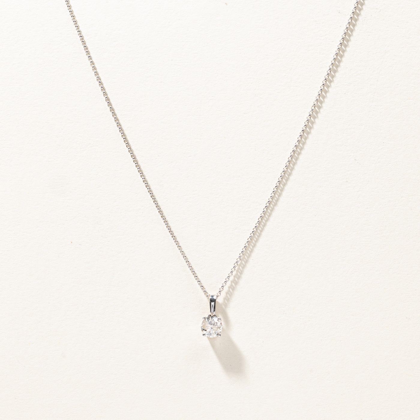 Solitaire Diamond Pendant Necklace 0.94ct 18K White Gold - Elegant Fine Jewelry for Women, Perfect for Anniversary, Birthday & Valentine's Day Gifts